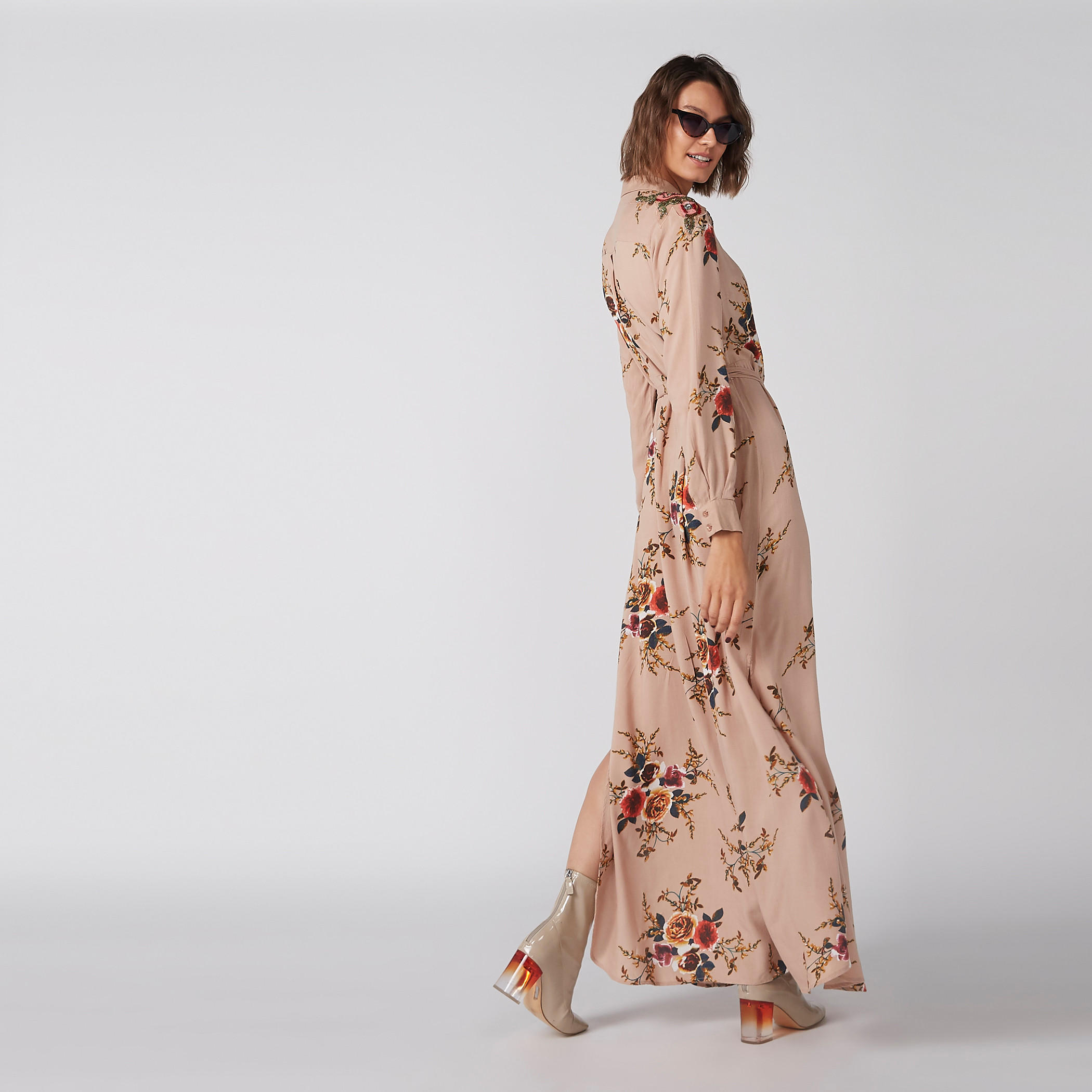 Printed A-Line Maxi Dress with Long Sleeves and Slit Detail-women-clothing-dresses-image-5