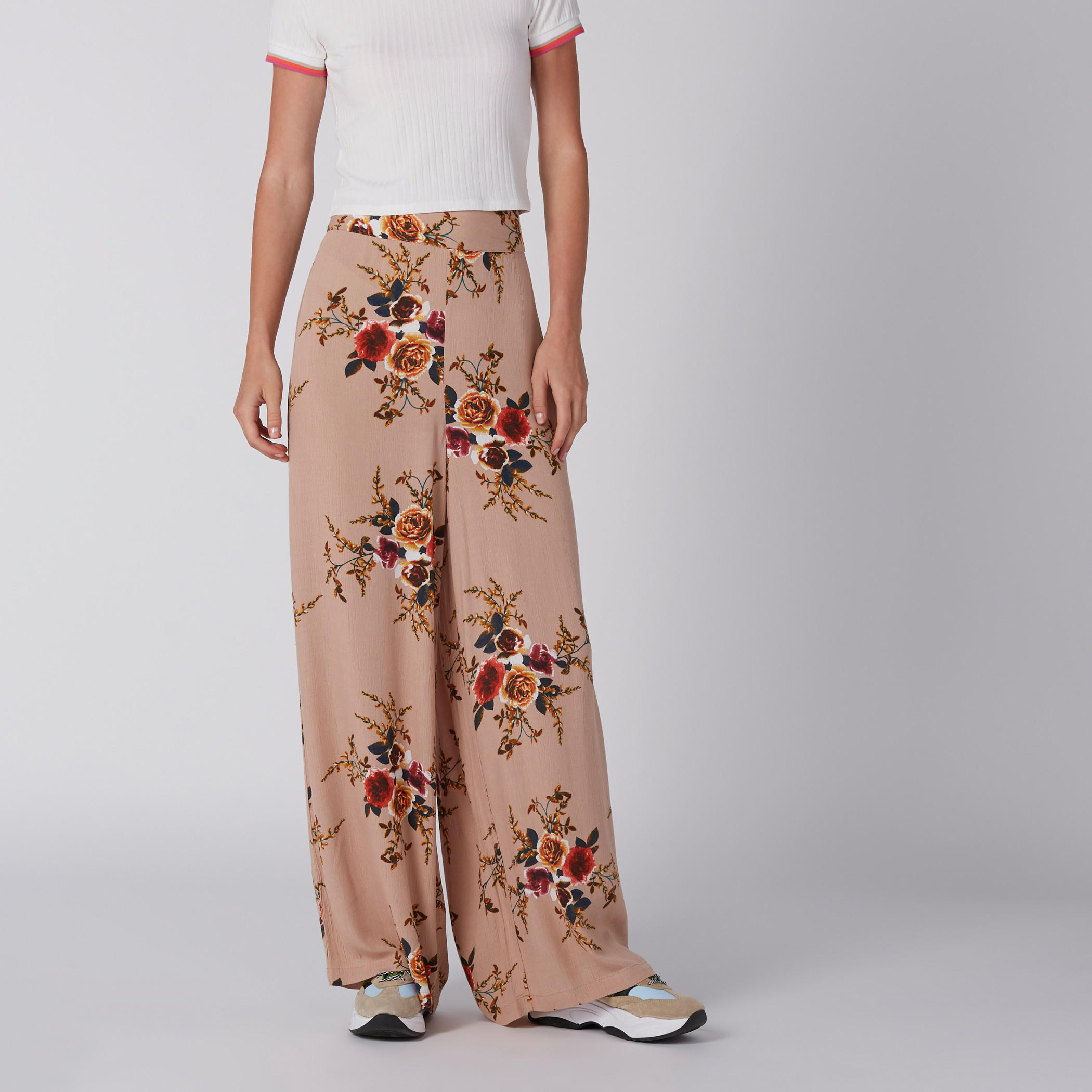 بنطال بالازو بخصر مطّاطي وطبعات أزهار-women-clothing-bottoms-trousers-image-1