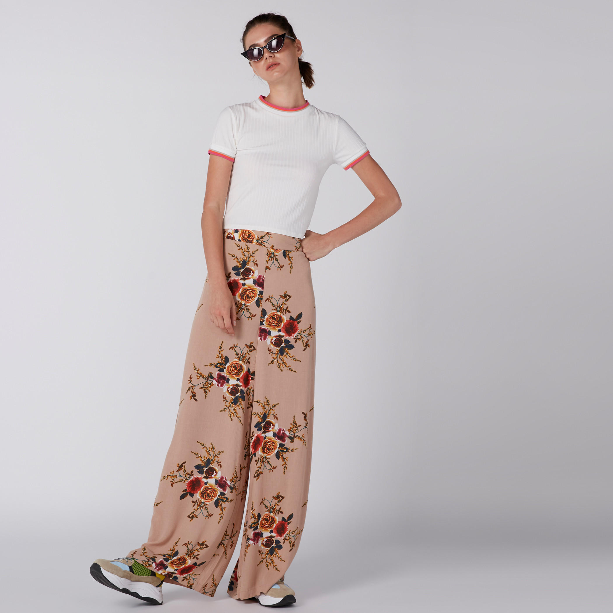 بنطال بالازو بخصر مطّاطي وطبعات أزهار-women-clothing-bottoms-trousers-image-3