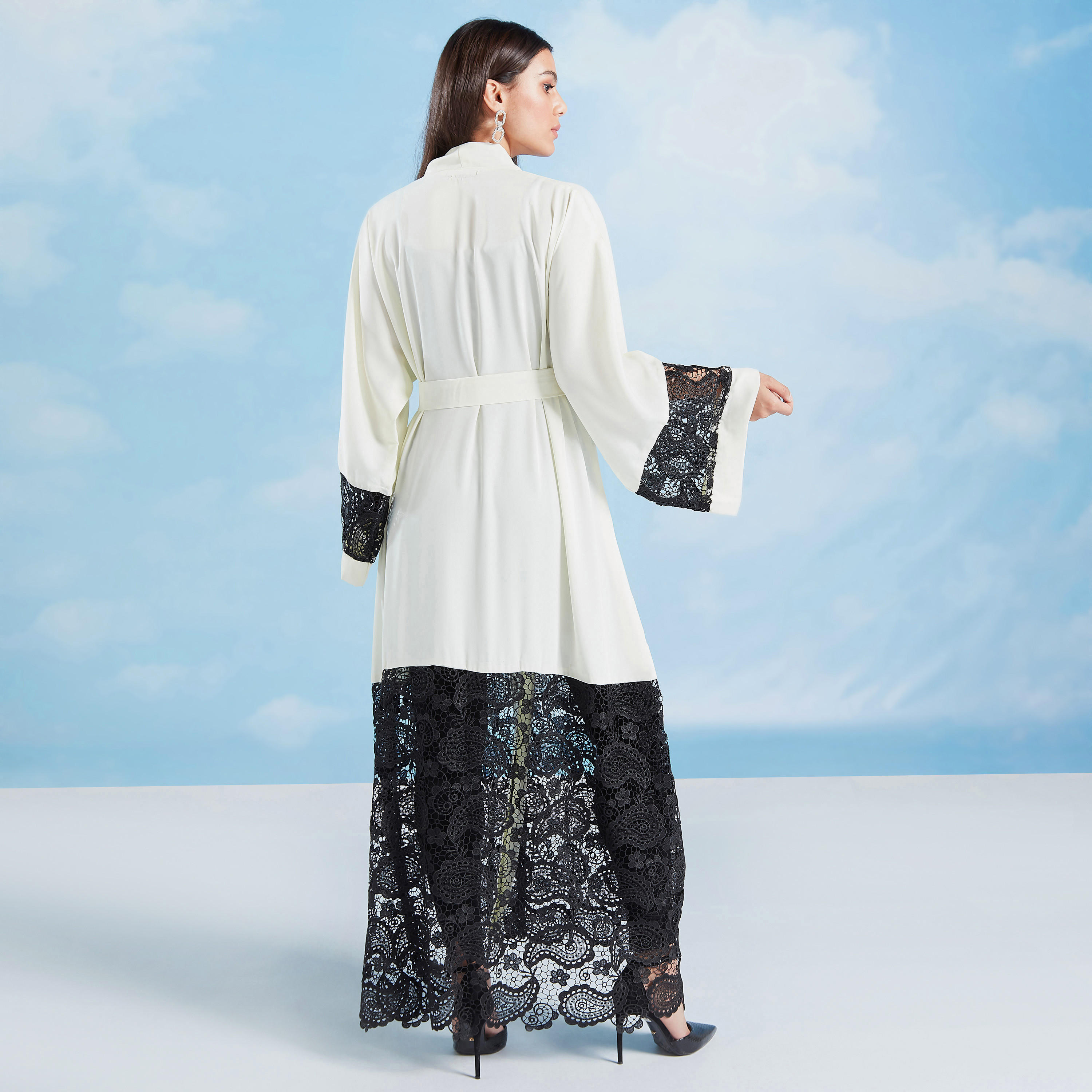 Lace Abaya with Flared Sleeves and Tie Ups-women-arabicclothing-abayas-image-4