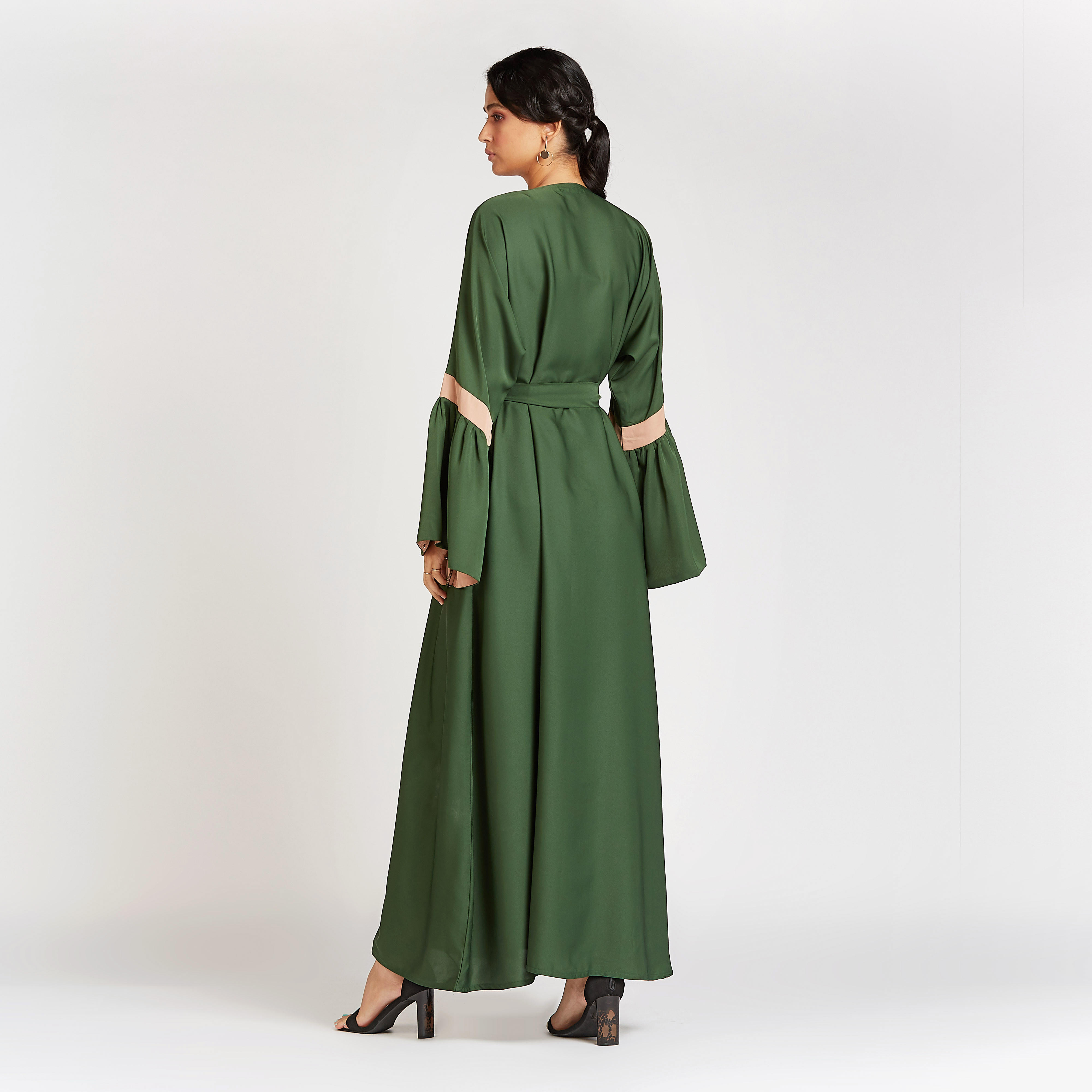 Embroidered Abaya with Flared Sleeves and Tie Ups-women-arabicclothing-abayas-image-3