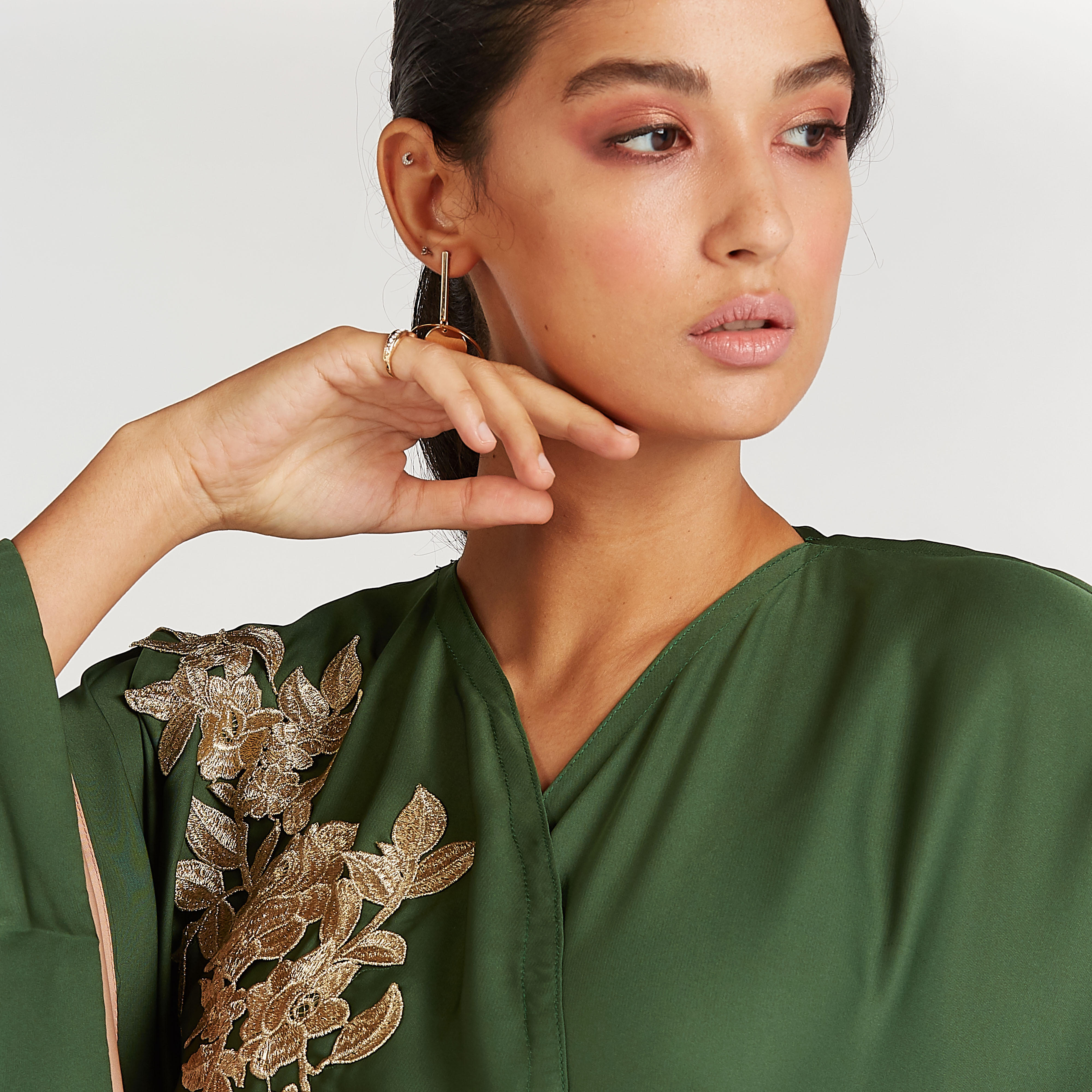 Embroidered Abaya with Flared Sleeves and Tie Ups-women-arabicclothing-abayas-image-4