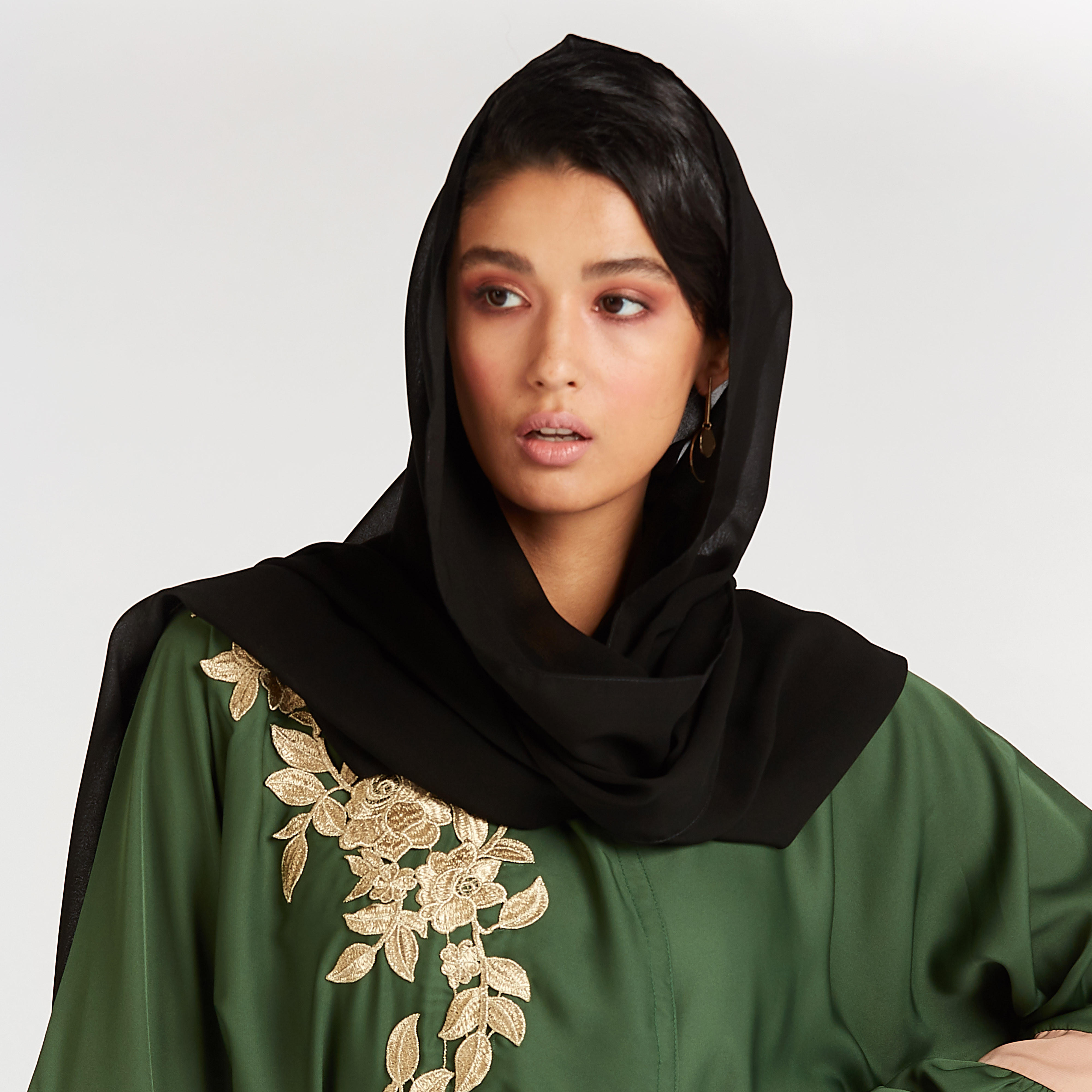Embroidered Abaya with Flared Sleeves and Tie Ups-women-arabicclothing-abayas-image-5