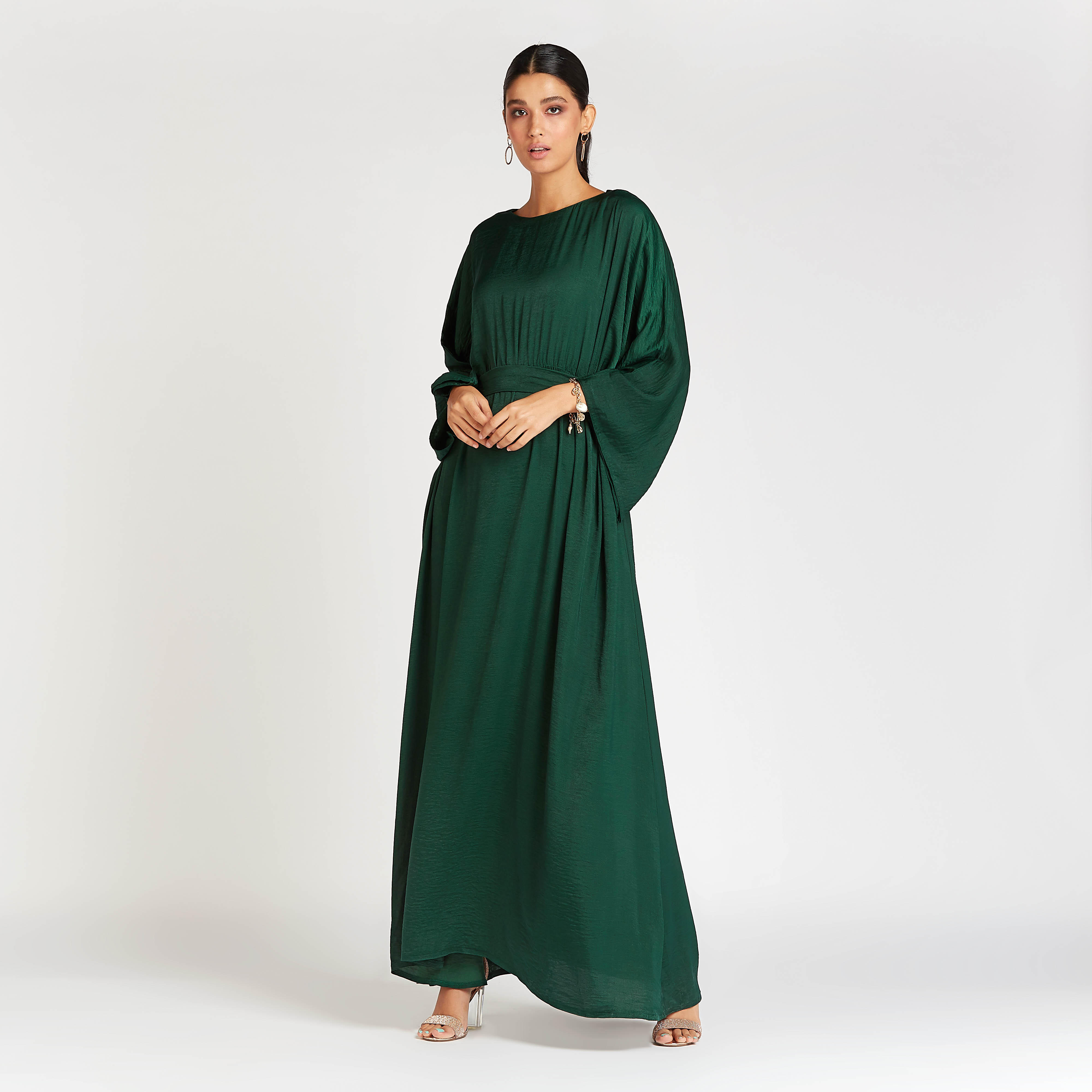 عباية بارزة الملمس بأكمام واسعة وأربطة-women-arabicclothing-abayas-image-5