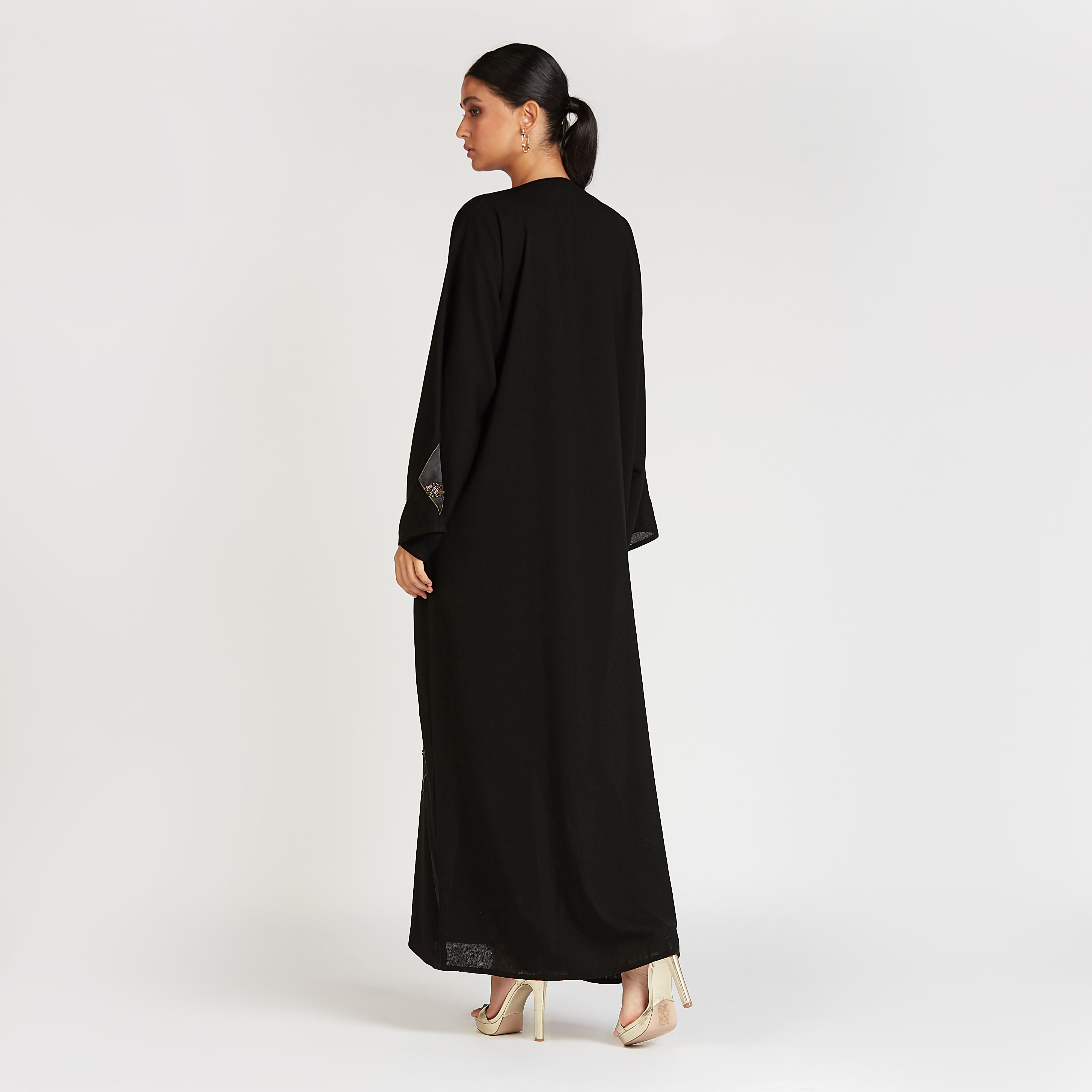 Embellished Abaya with V-neck and Flared Sleeves-women-arabicclothing-abayas-image-3