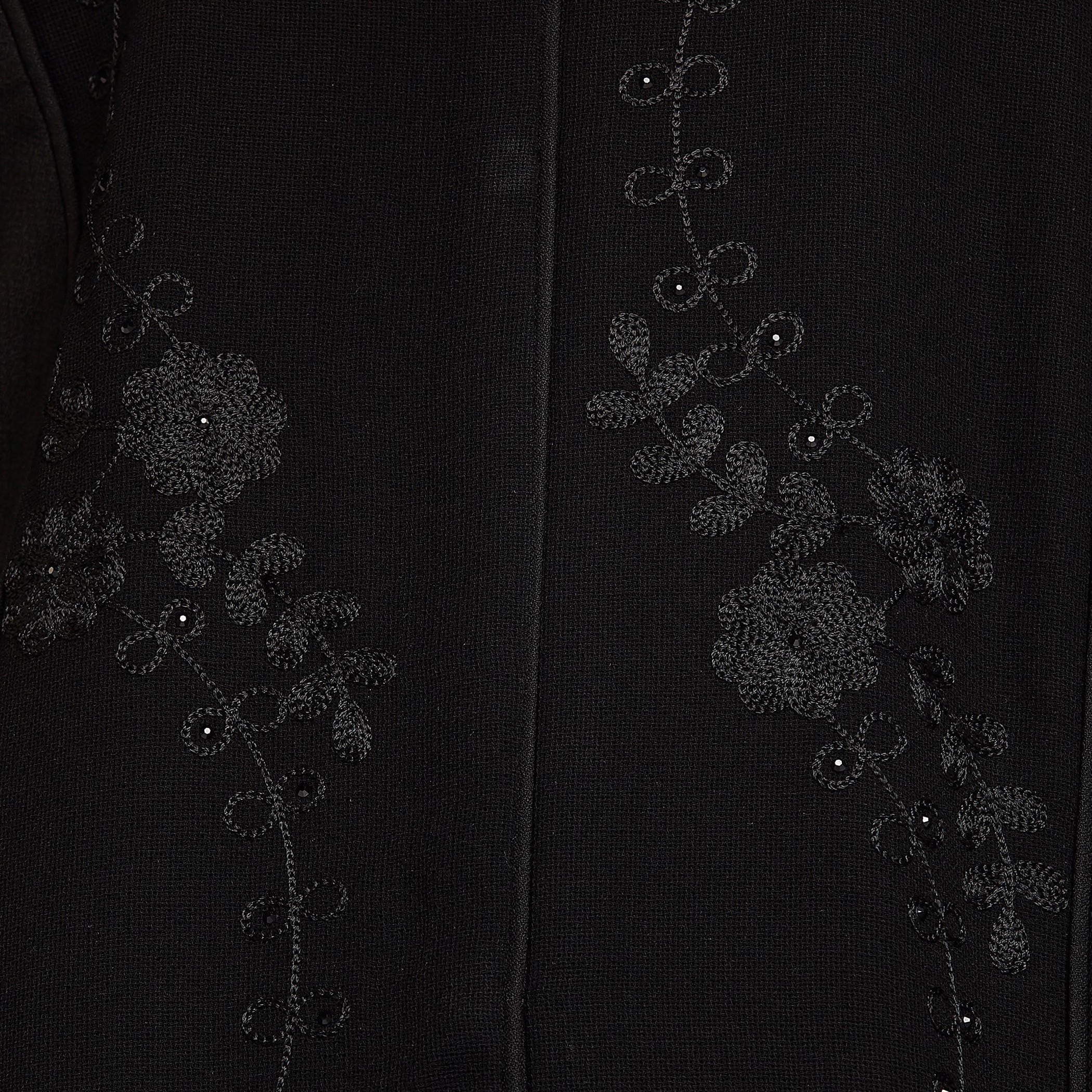 Embroidered Abaya with V-neck and Flared Sleeves-women-arabicclothing-abayas-image-3