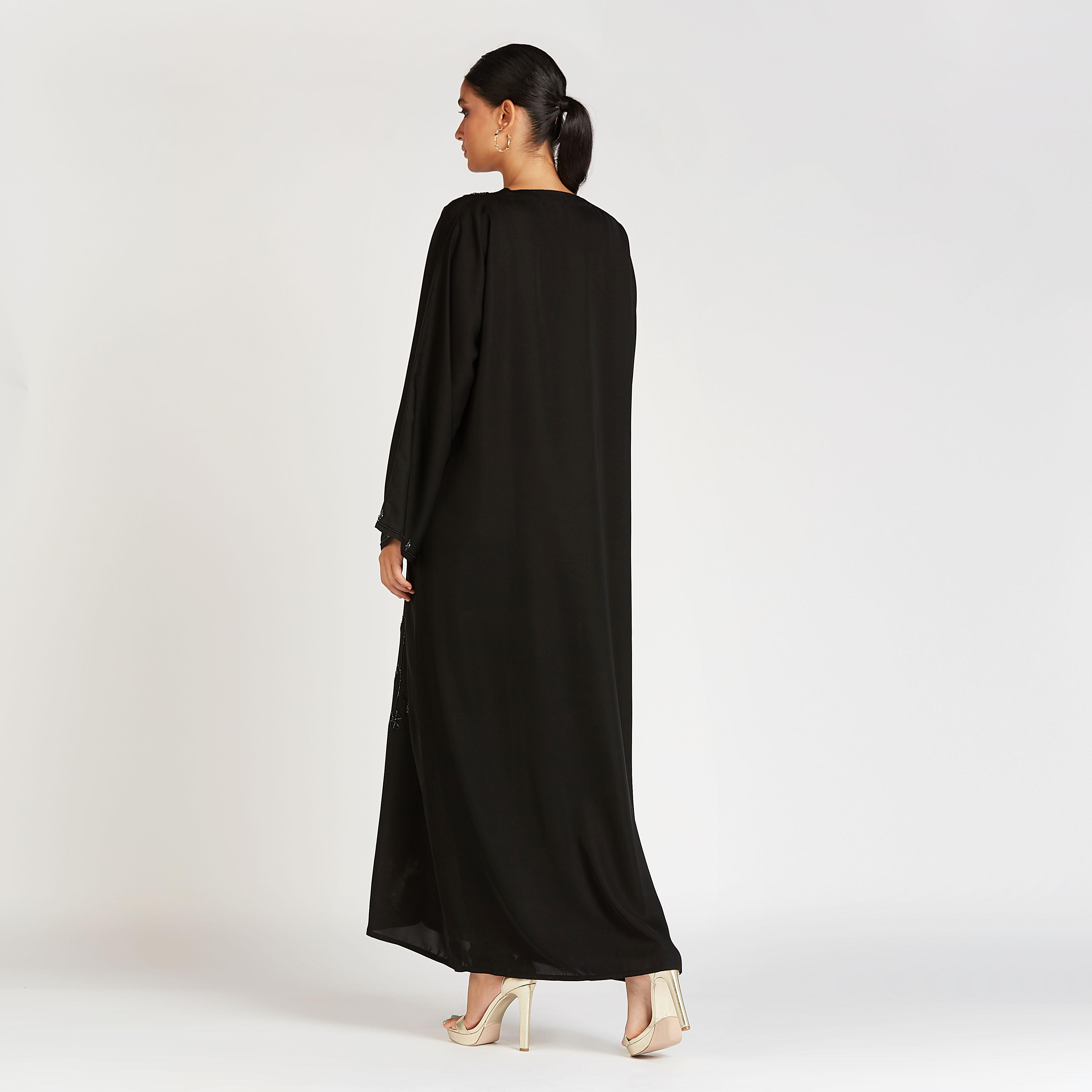 Embellished Abaya with V-neck and Flared Sleeves-women-arabicclothing-abayas-image-2