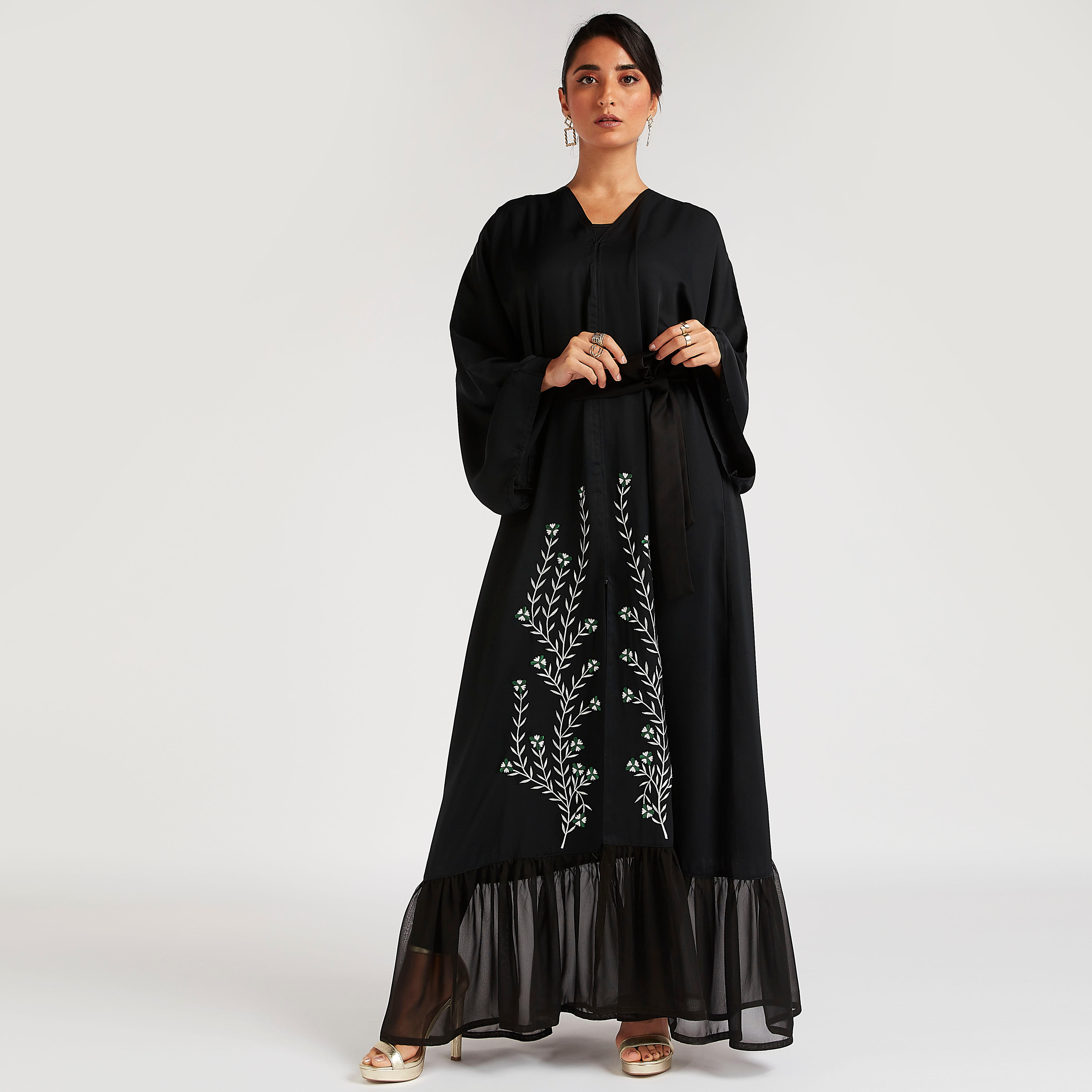 Abayas Embroidered A-line Belted Abaya-women-arabicclothing-abayas-image-3