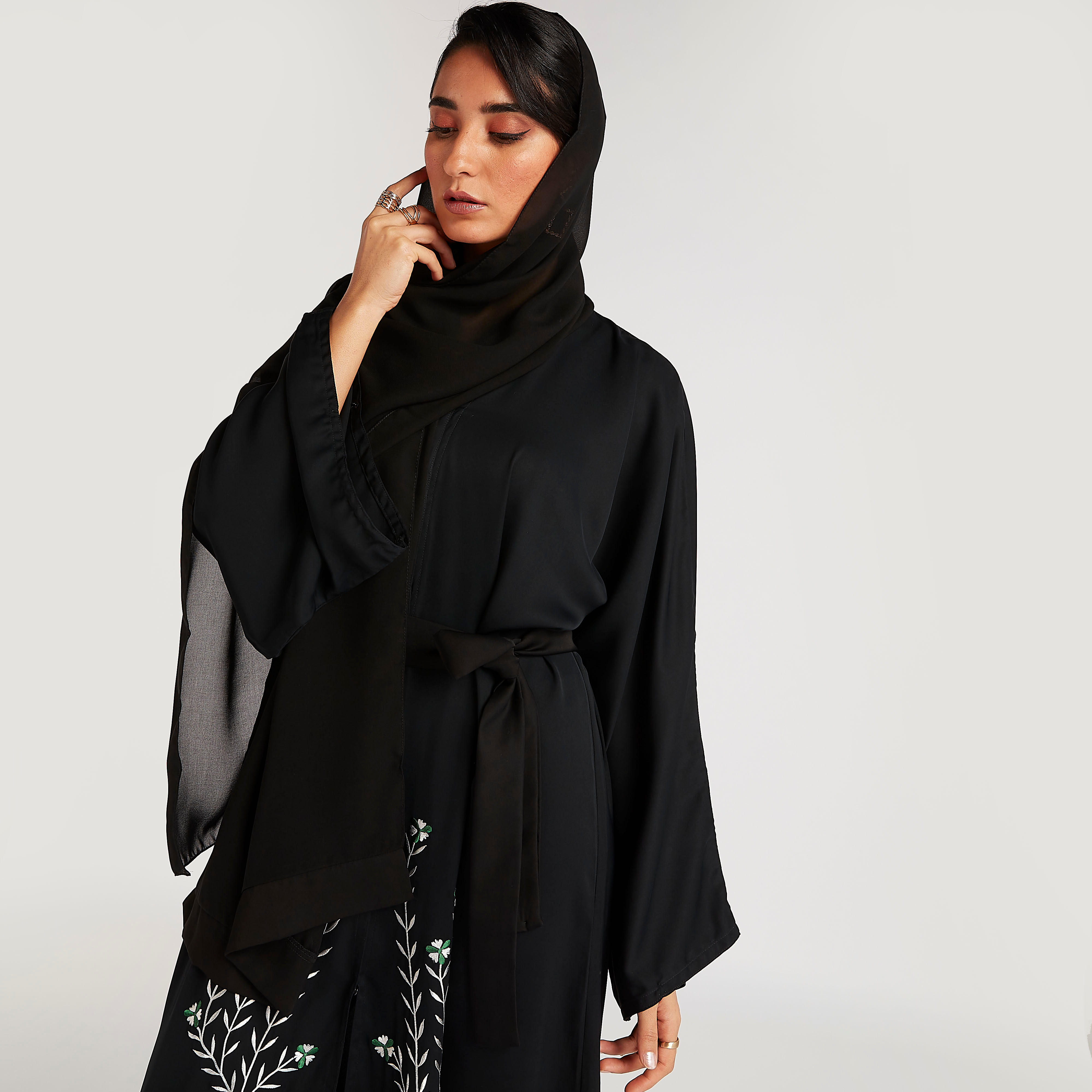 Abayas Embroidered A-line Belted Abaya-women-arabicclothing-abayas-image-9