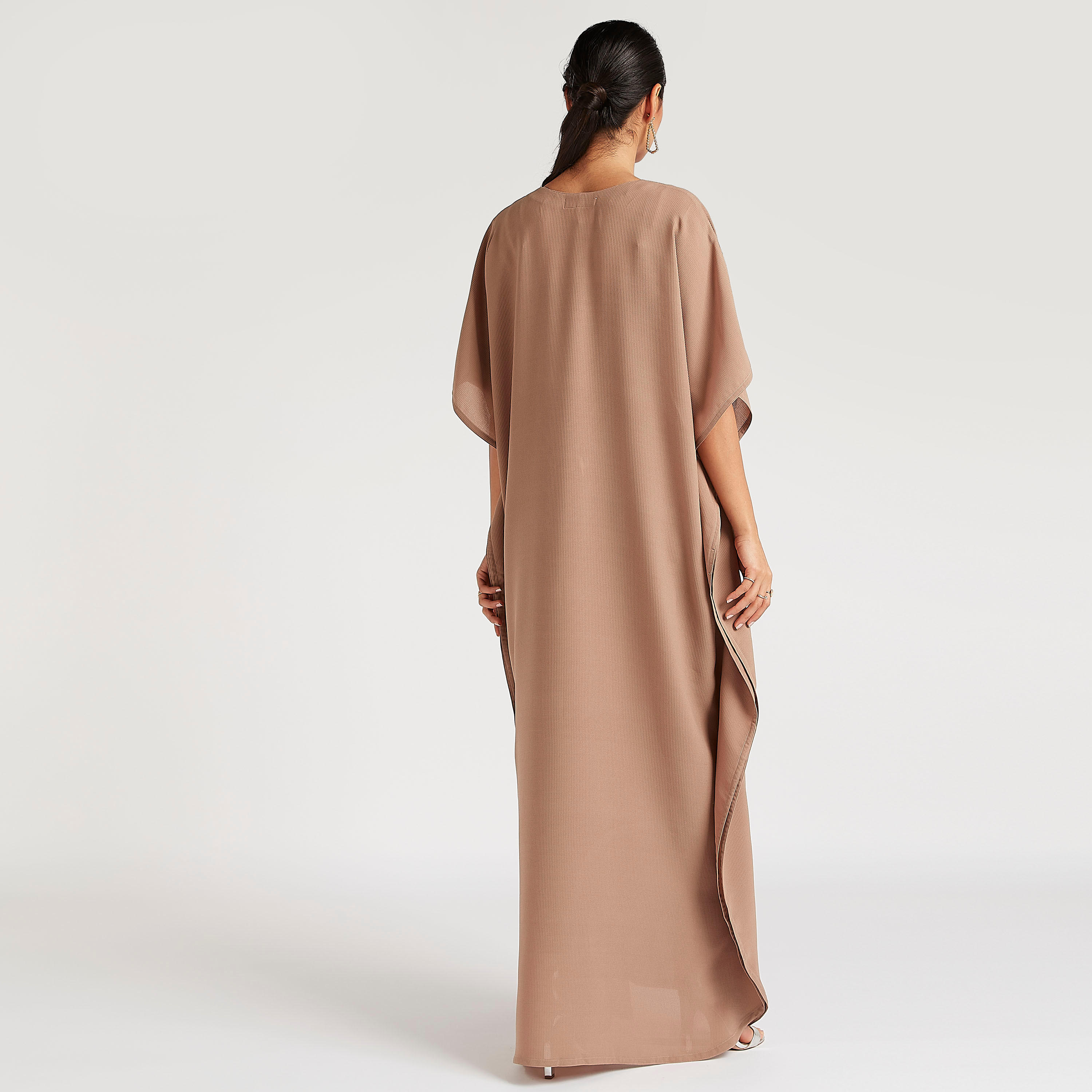 Abayas Embroidered A-line Abaya with V-neck-women-arabicclothing-abayas-image-4