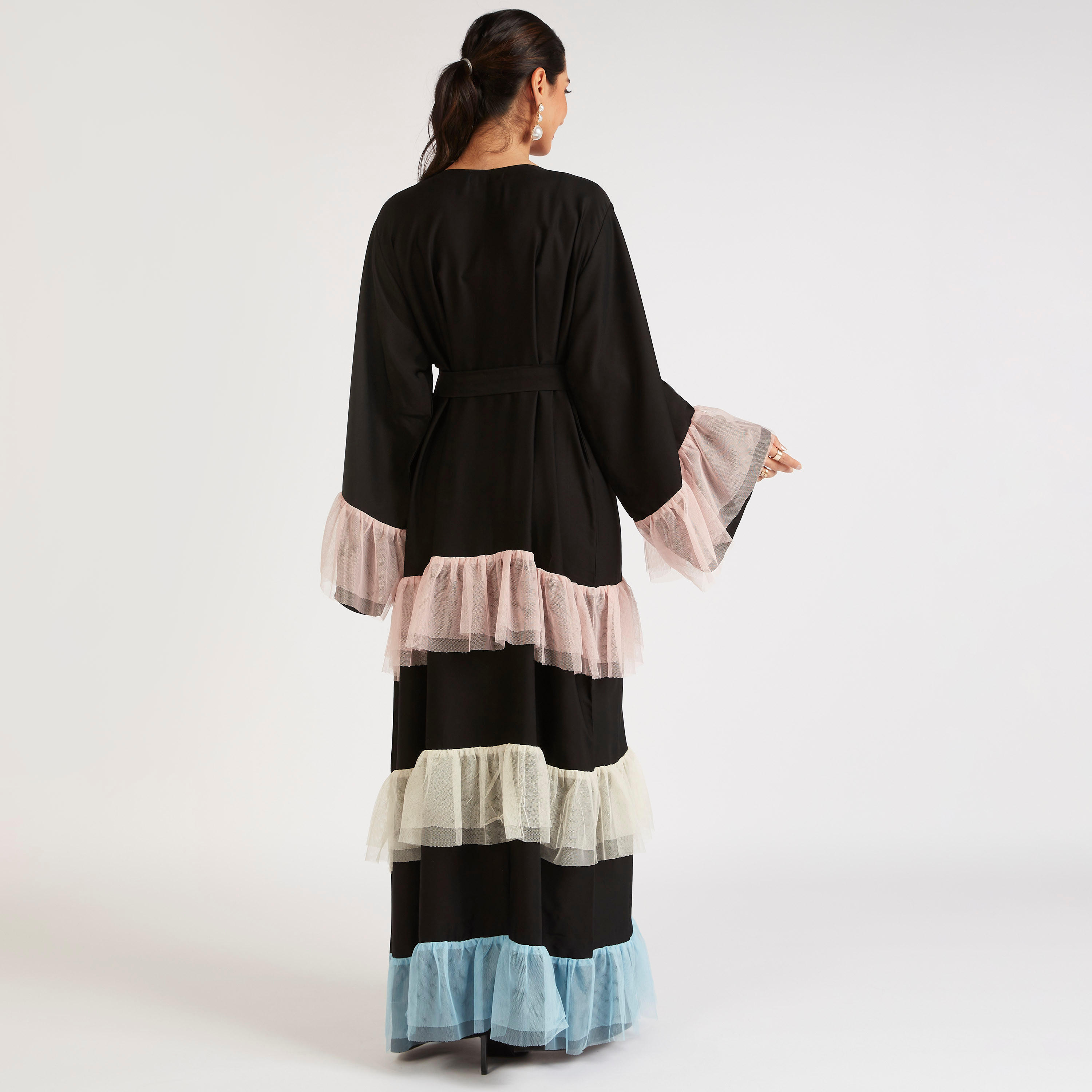عباية إيه لاين بحزام وكشكشة من عبايات-women-arabicclothing-abayas-image-4