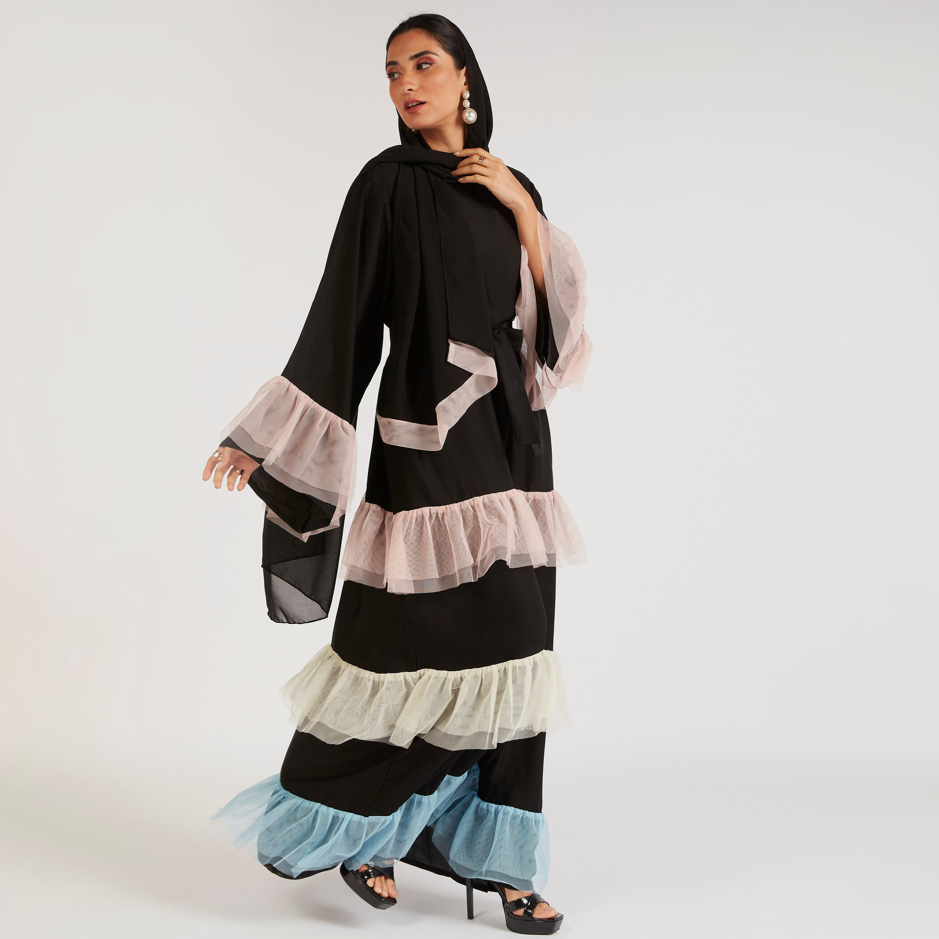 عباية إيه لاين بحزام وكشكشة من عبايات-women-arabicclothing-abayas-image-6