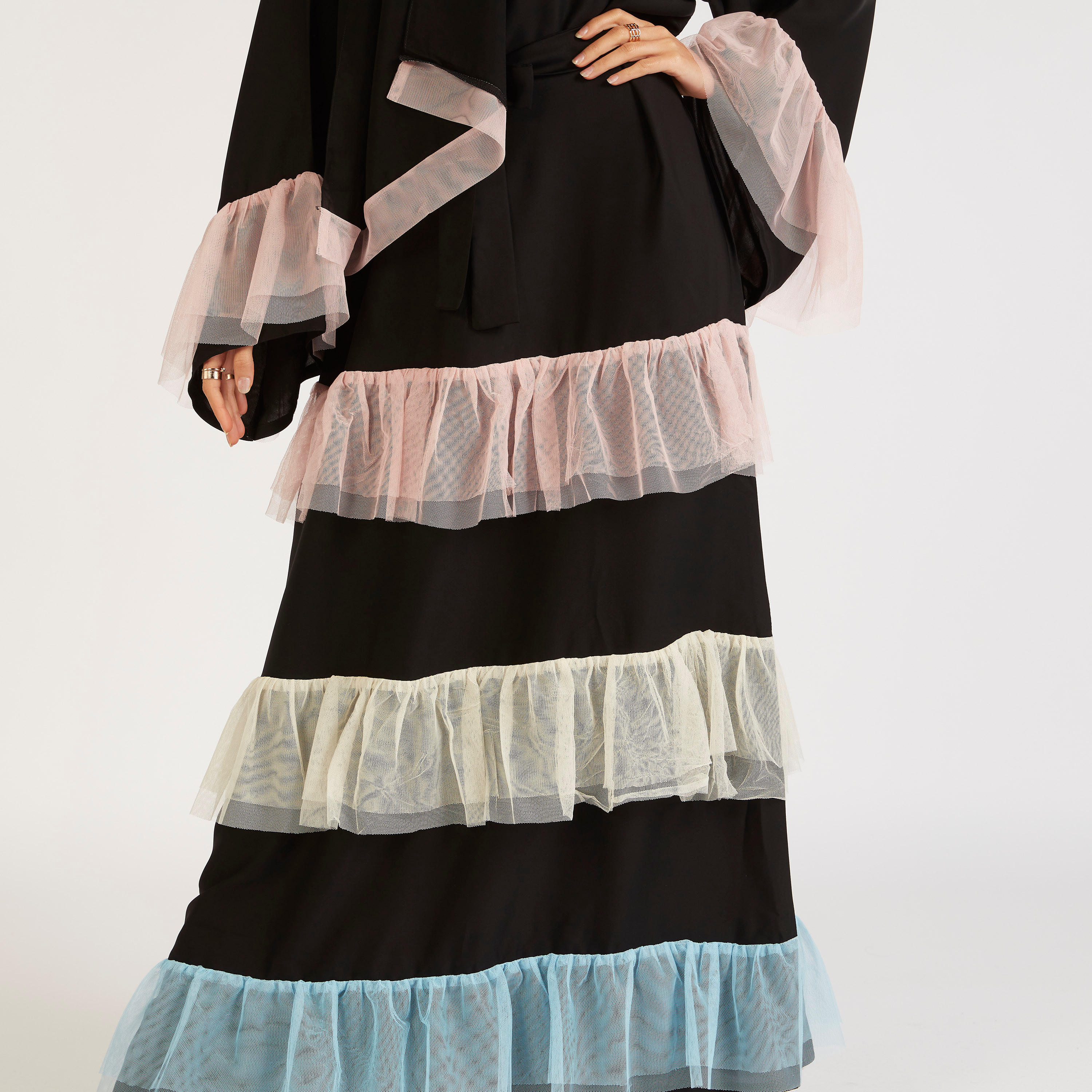 عباية إيه لاين بحزام وكشكشة من عبايات-women-arabicclothing-abayas-image-7