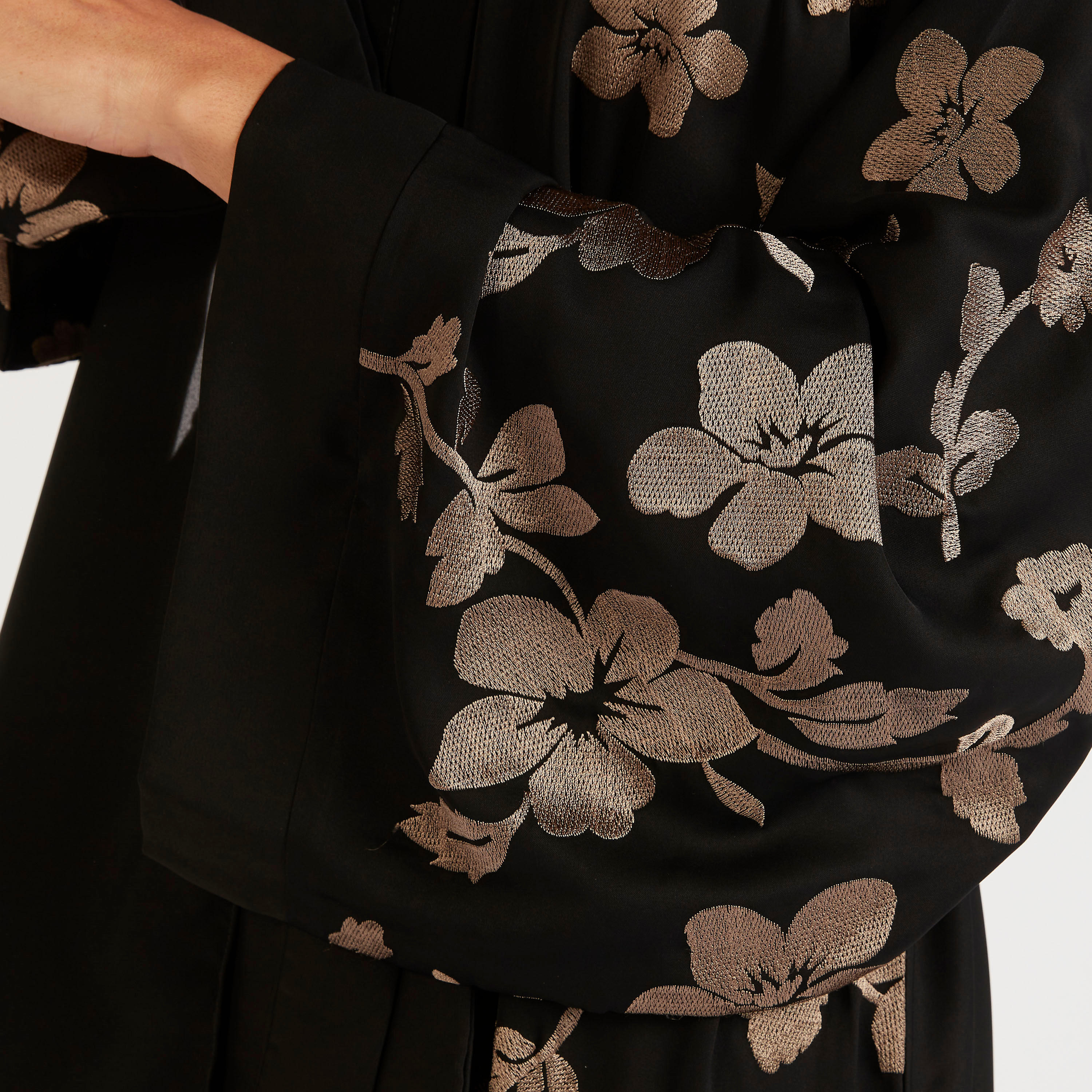 Abayas Embroidered A-line Abaya with Waist Tie-Up-women-arabicclothing-abayas-image-7