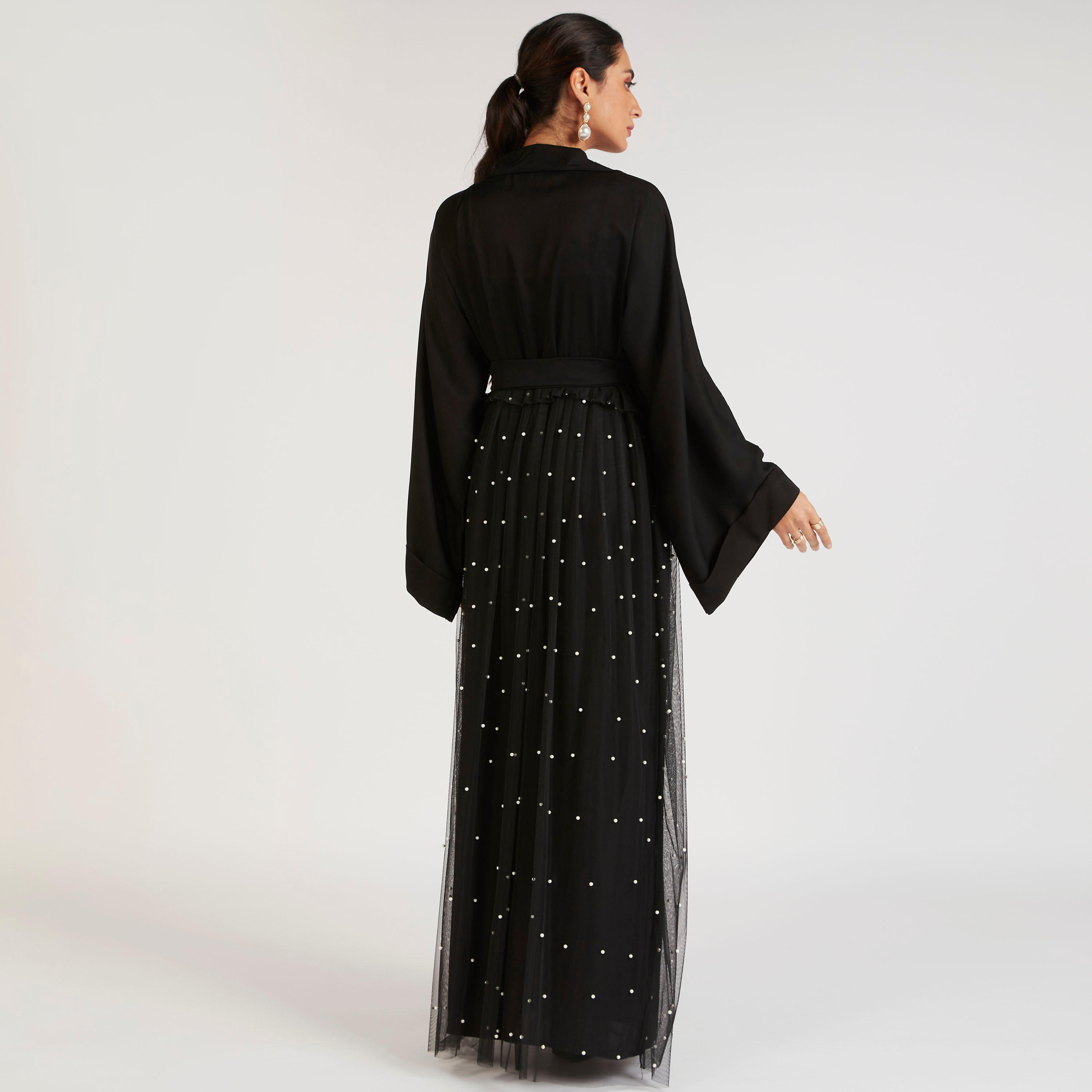 Abayas Embroidered A-line Belted Abaya with Embellishment-women-arabicclothing-abayas-image-4