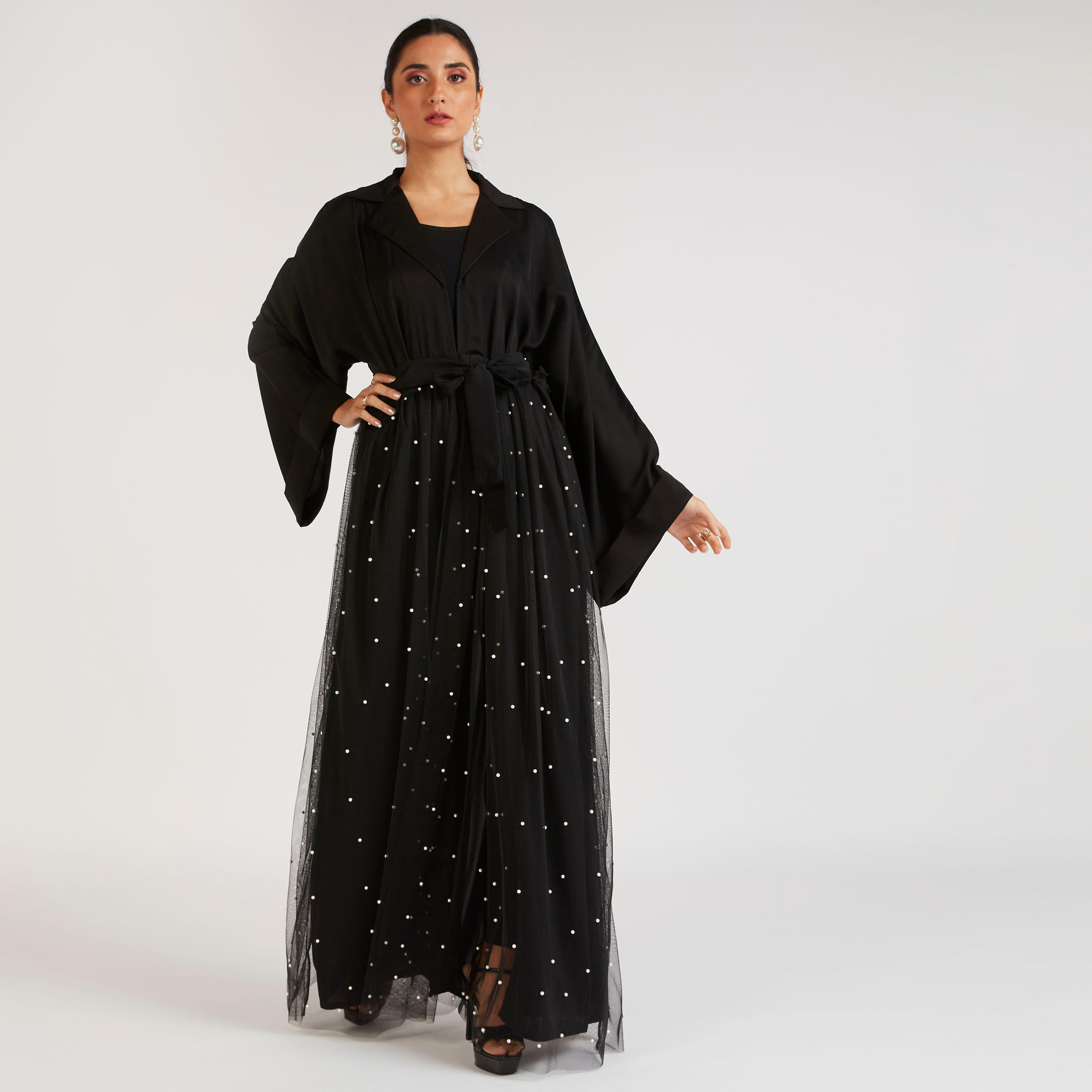 Abayas Embroidered A-line Belted Abaya with Embellishment-women-arabicclothing-abayas-image-5