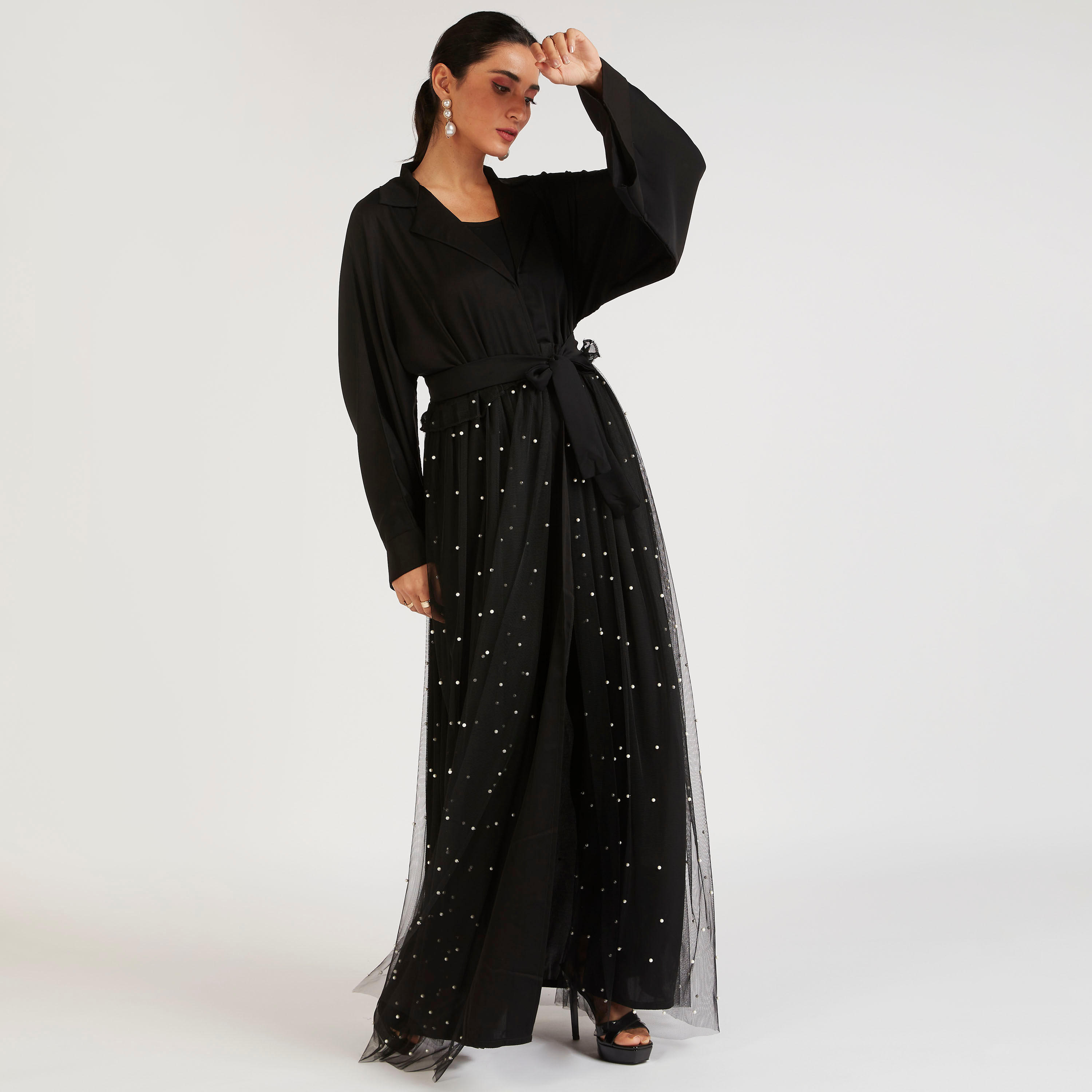 Abayas Embroidered A-line Belted Abaya with Embellishment-women-arabicclothing-abayas-image-7
