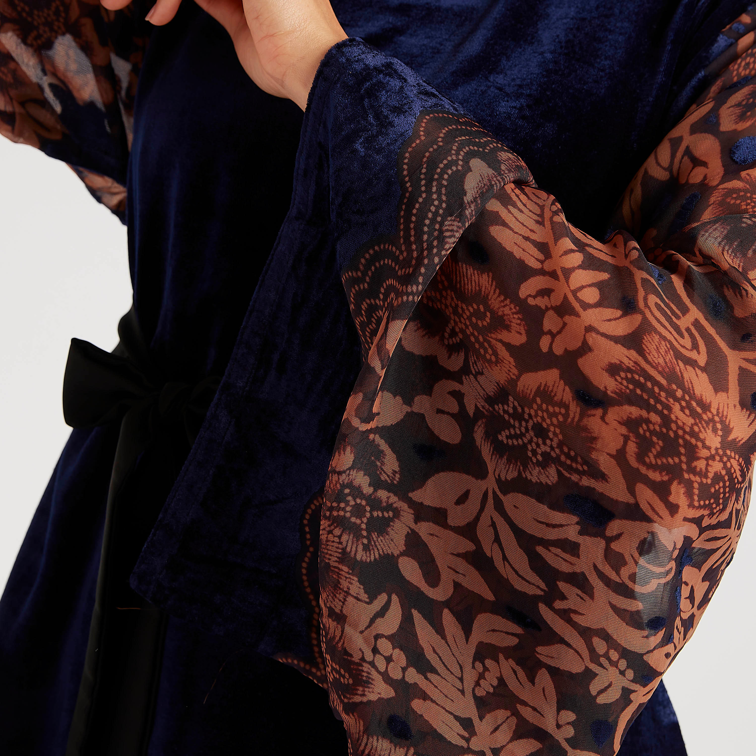 Abayas Printed A-line Abaya with Tie-Up Belt-women-arabicclothing-abayas-image-6