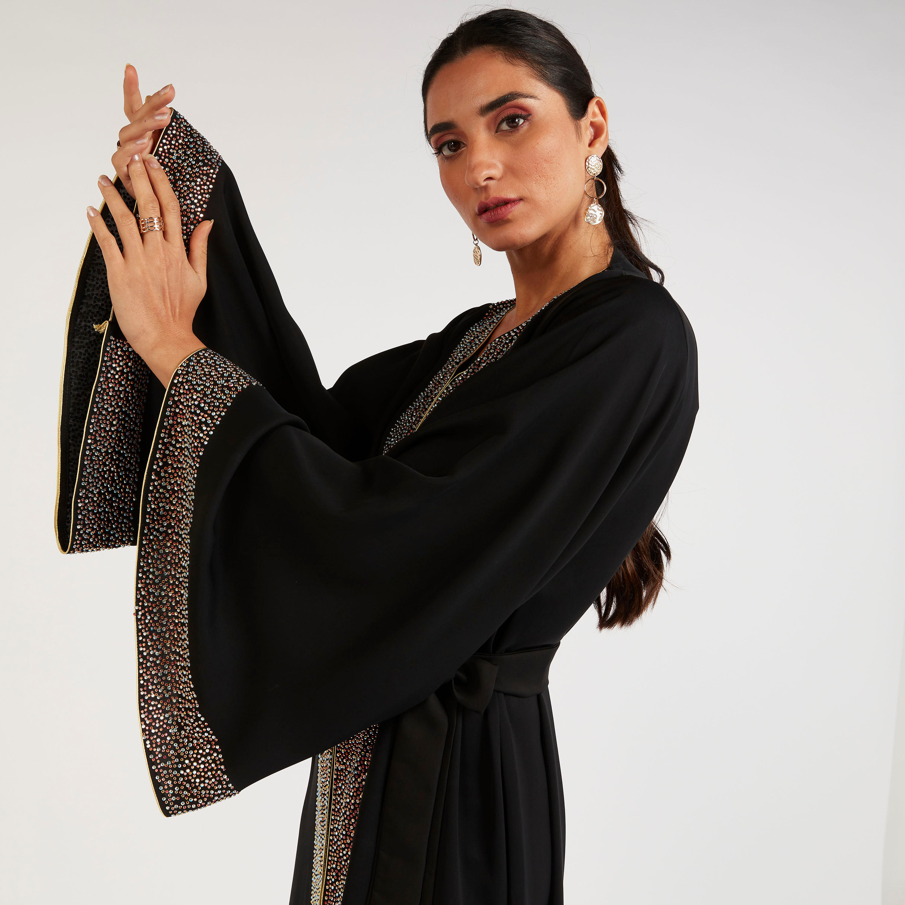 Abayas Embellished A-line Belted Abaya-women-arabicclothing-abayas-image-3