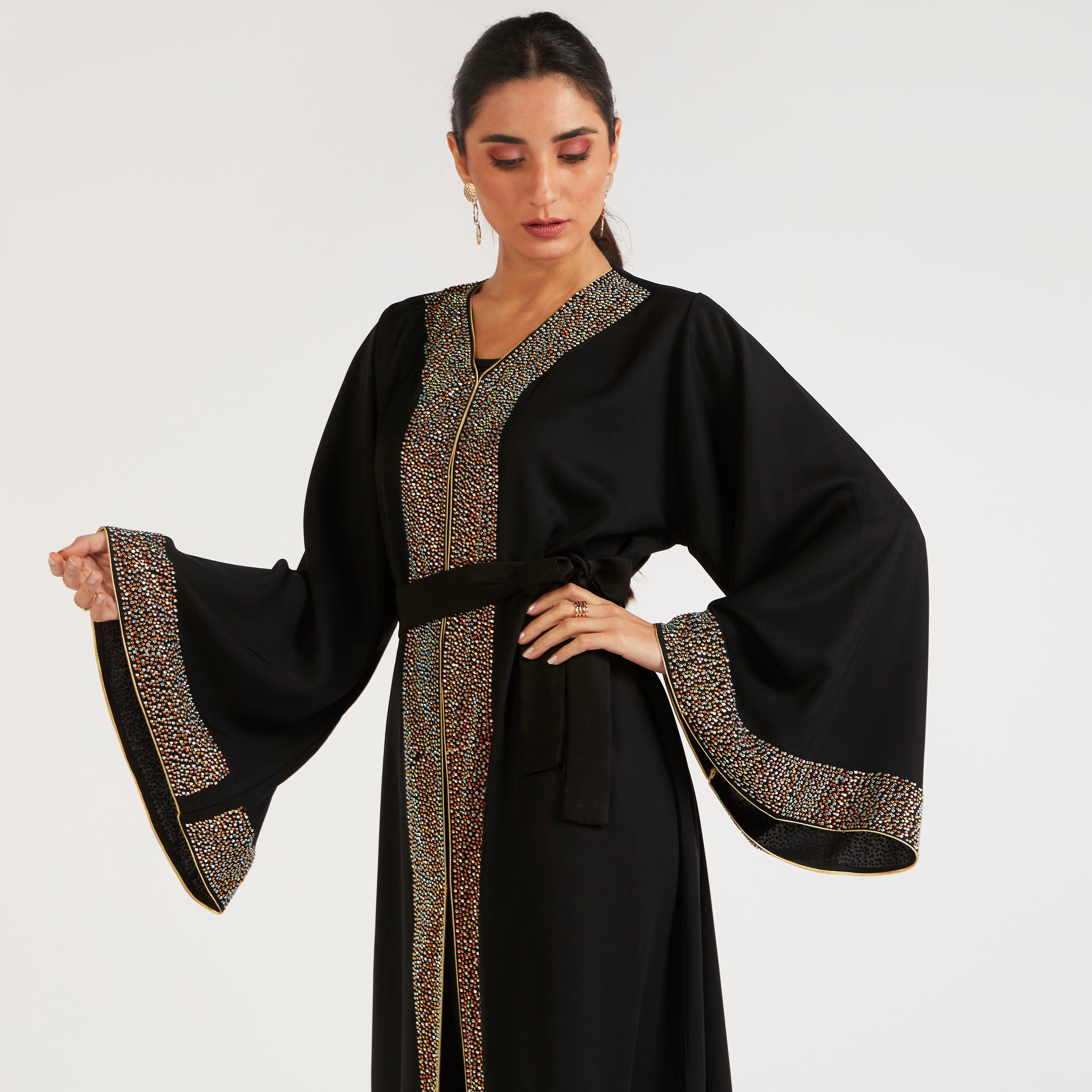 Abayas Embellished A-line Belted Abaya-women-arabicclothing-abayas-image-6