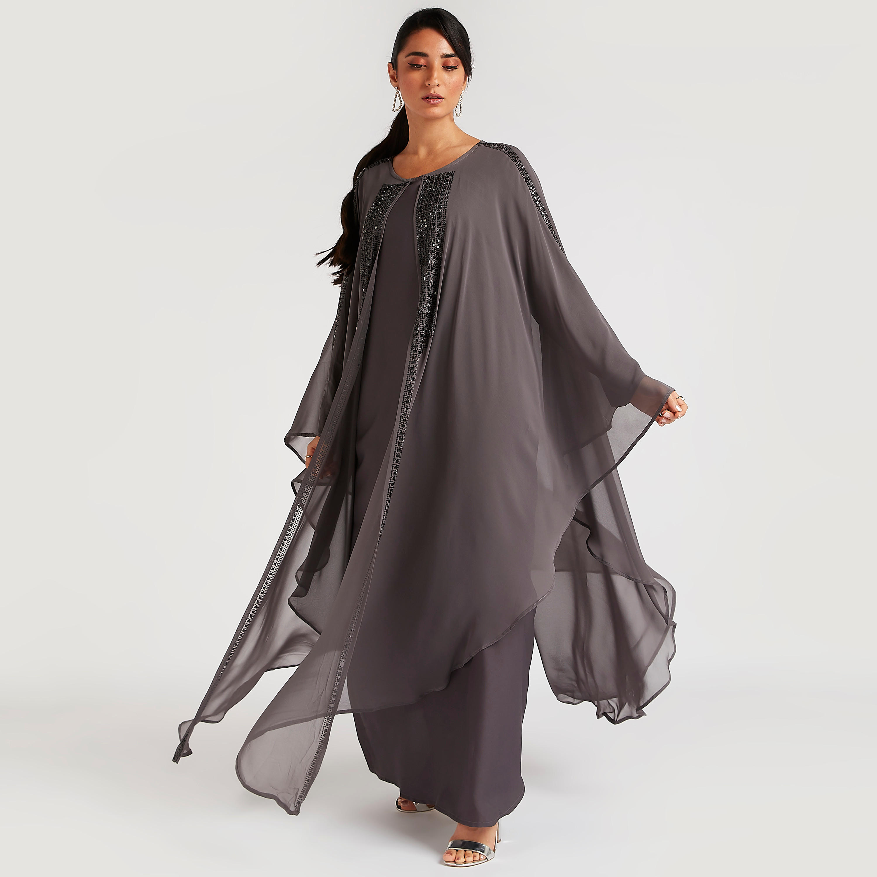 عباية إيه لاين مزيّنة بياقة مستديرة من عبايات-women-arabicclothing-abayas-image-4