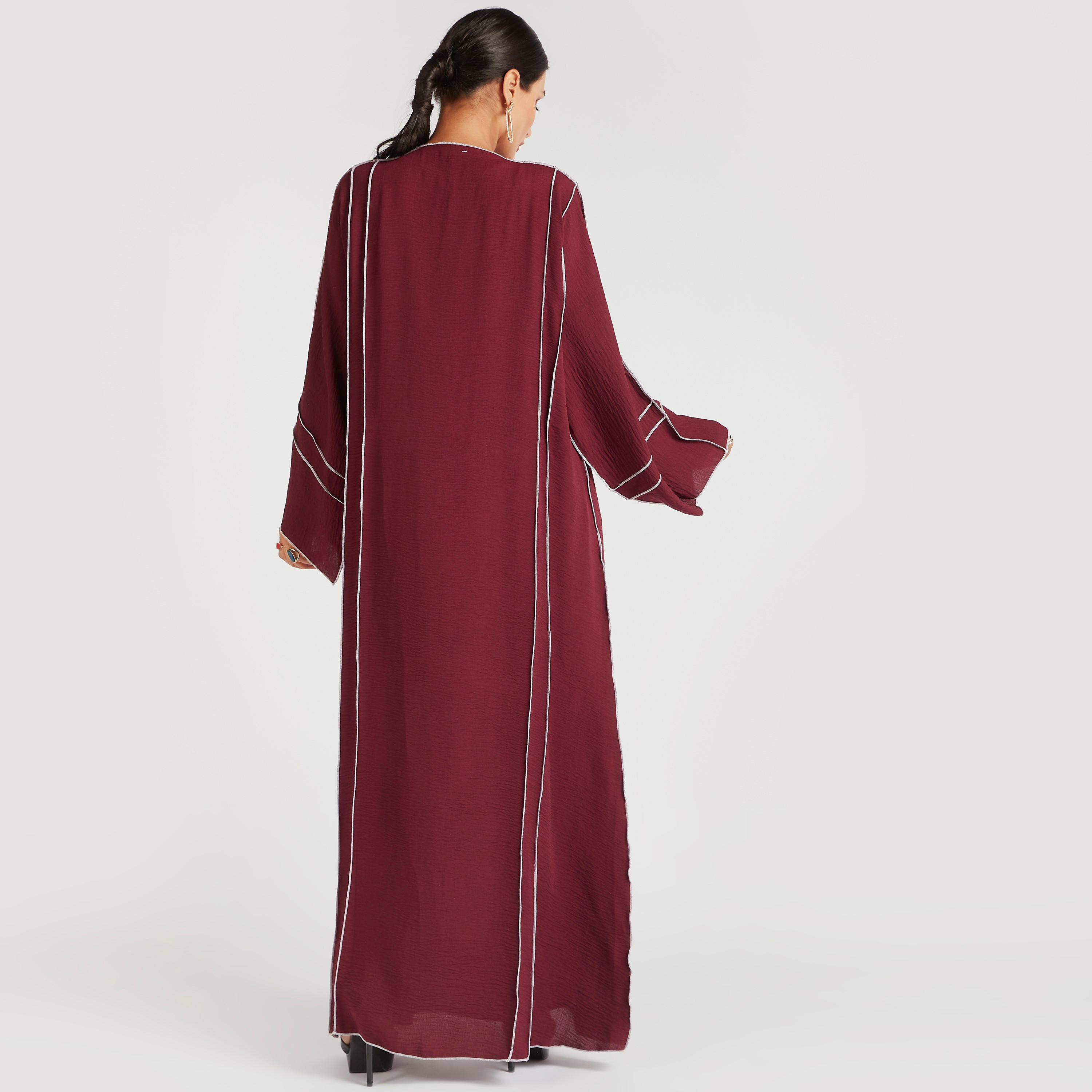 عباية كاردي بكشكشة خيوط بارزة وفستان داخلي-women-arabicclothing-abayas-image-4