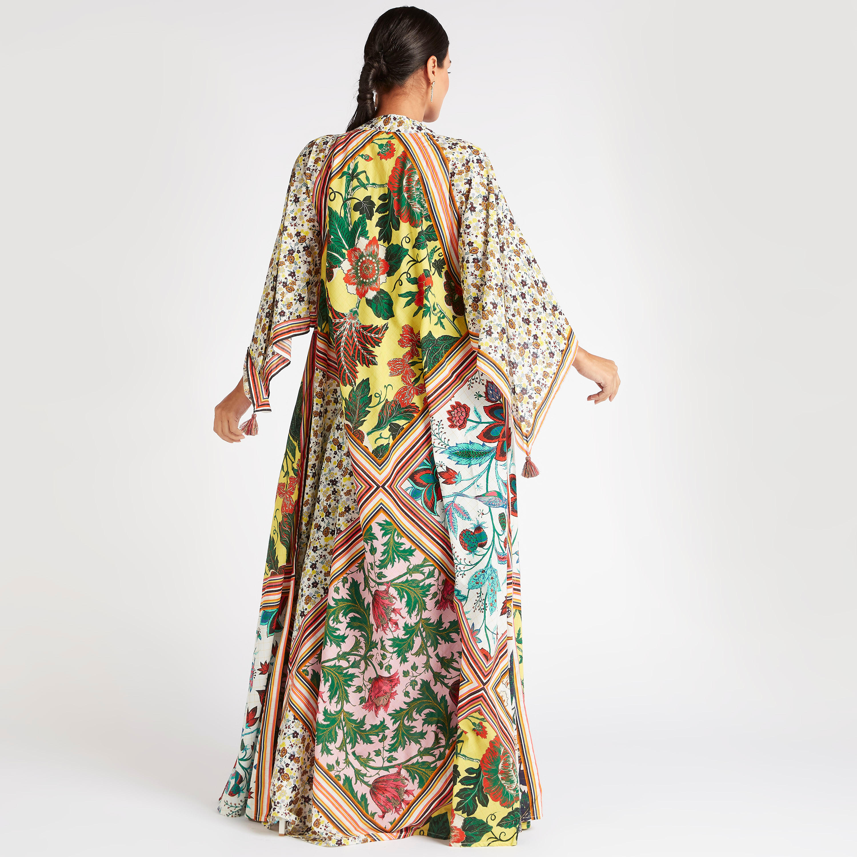 Abayas Floral Print A-line Jalabiya with Mandarin Collar-women-arabicclothing-abayas-image-4