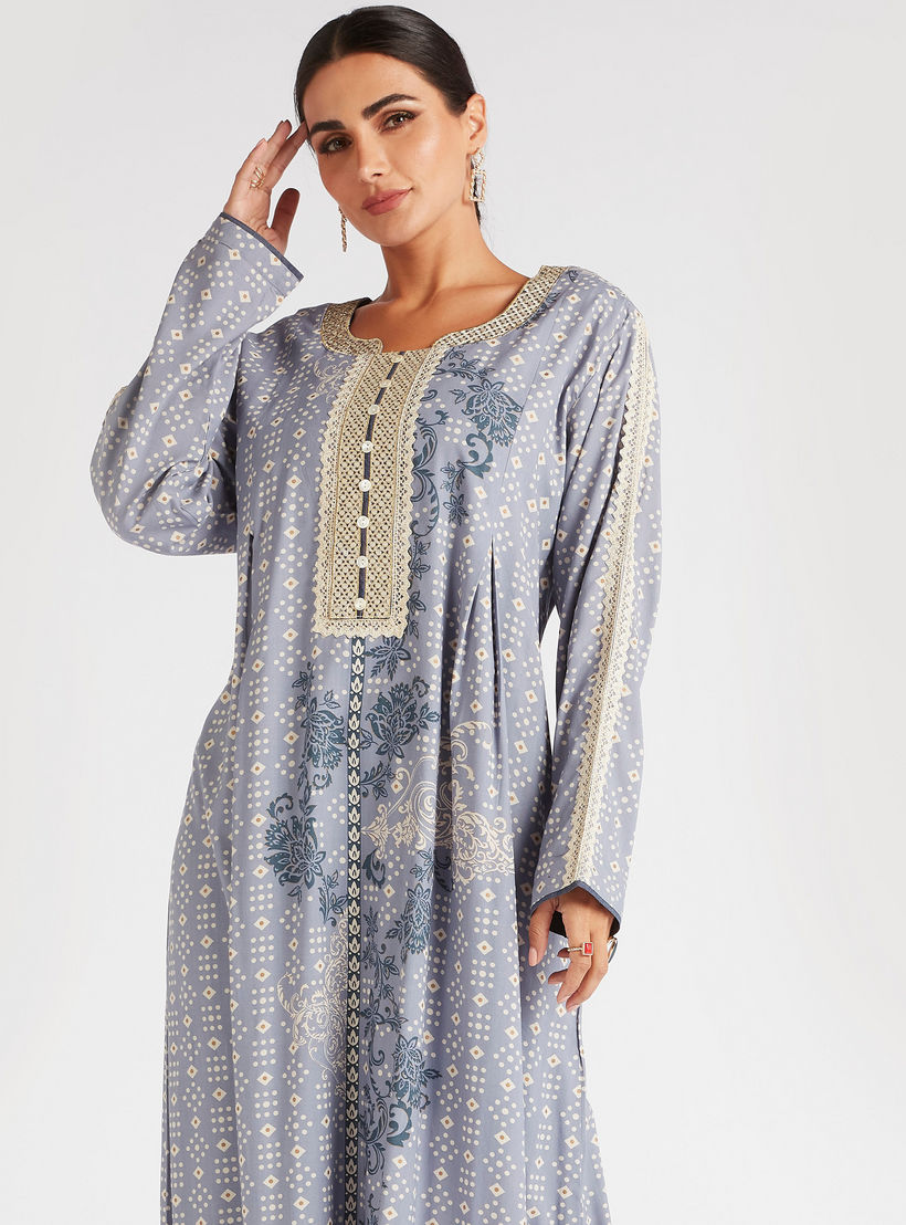 جلابية إيه لاين وتفاصيل مطرزة وكسرات من عبايات-women-arabicclothing-abayas-image-5