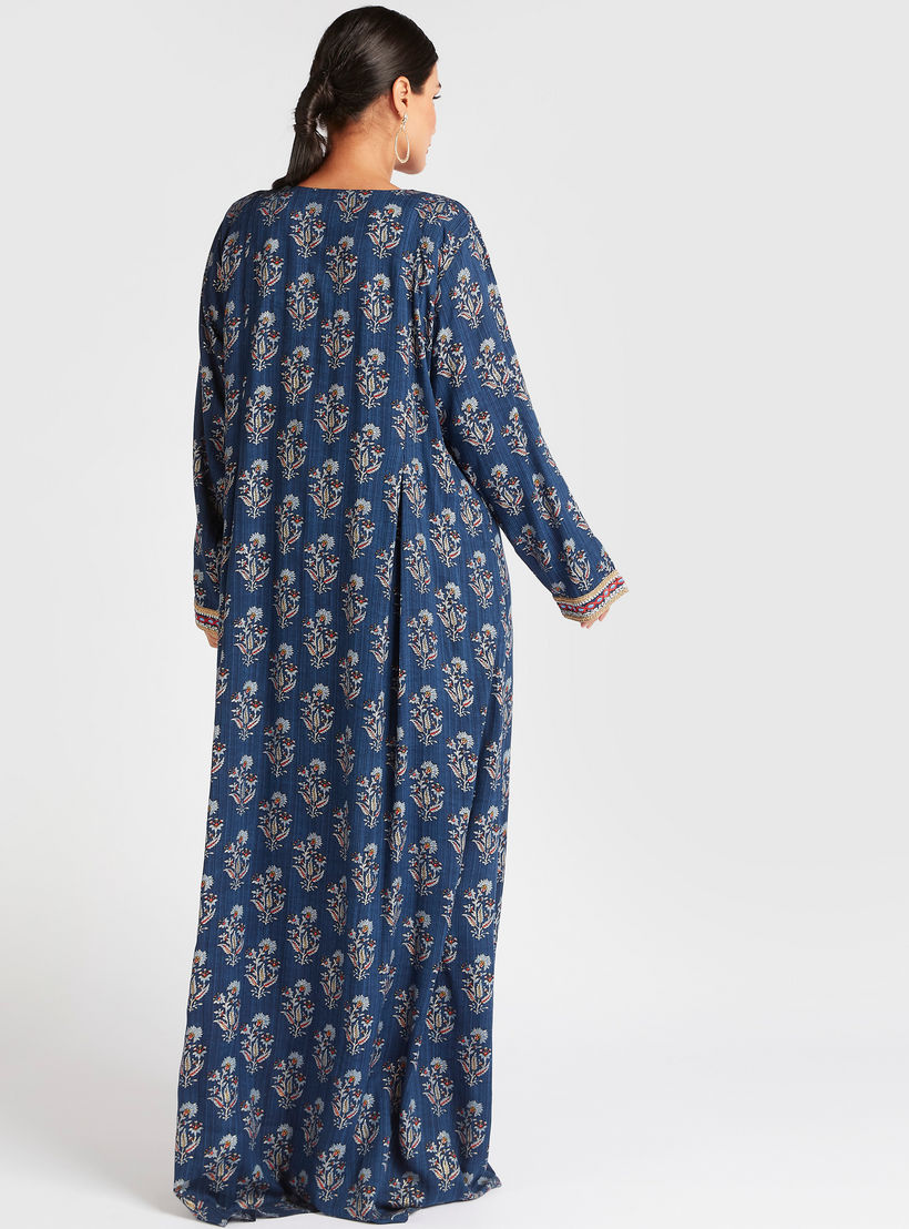 بلوزة بطبعات أزهار وياقة مطرزة بأكمام طويلة-women-arabicclothing-abayas-image-4