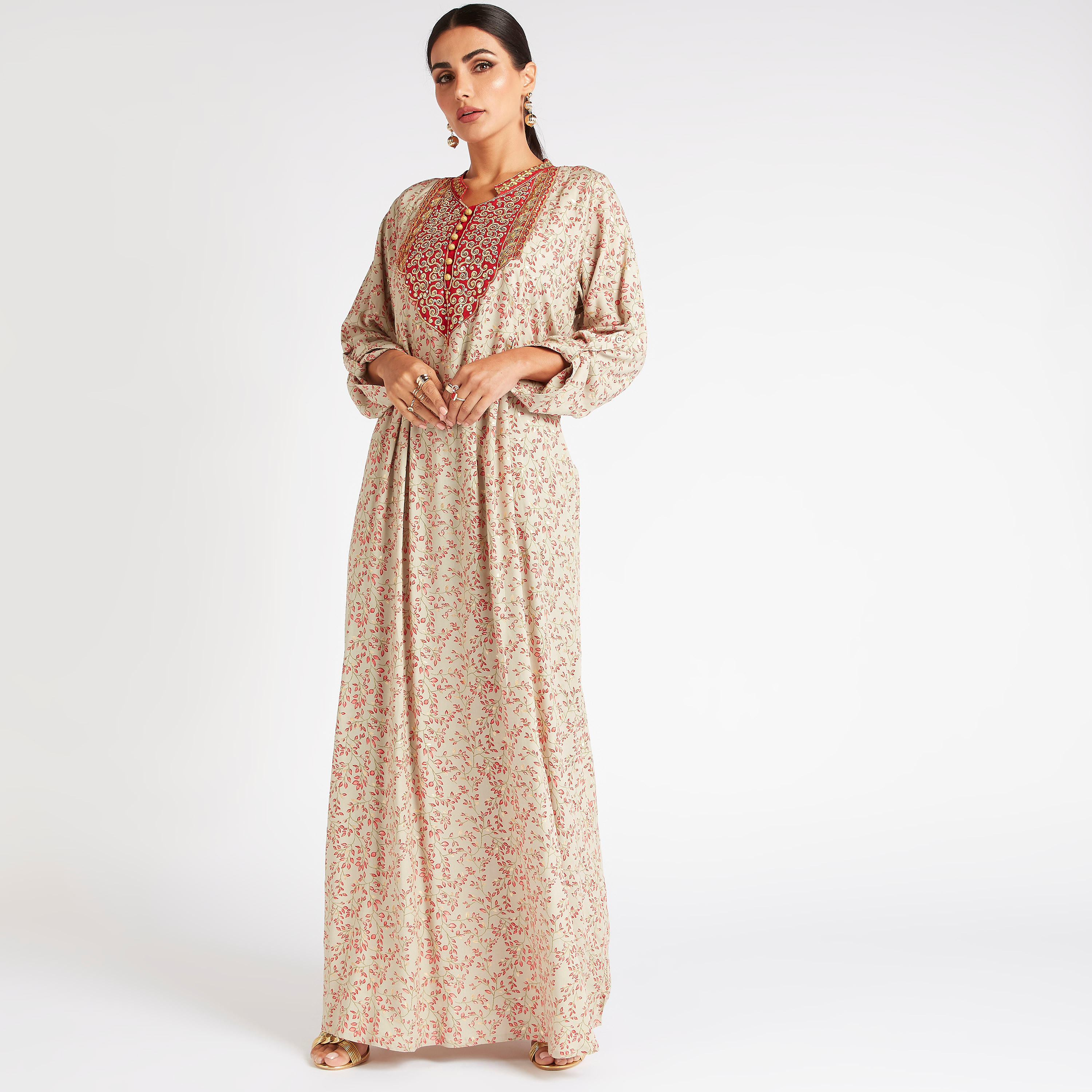 جلابية بطبعاتوتفاصيل مطرزة-women-arabicclothing-abayas-image-1
