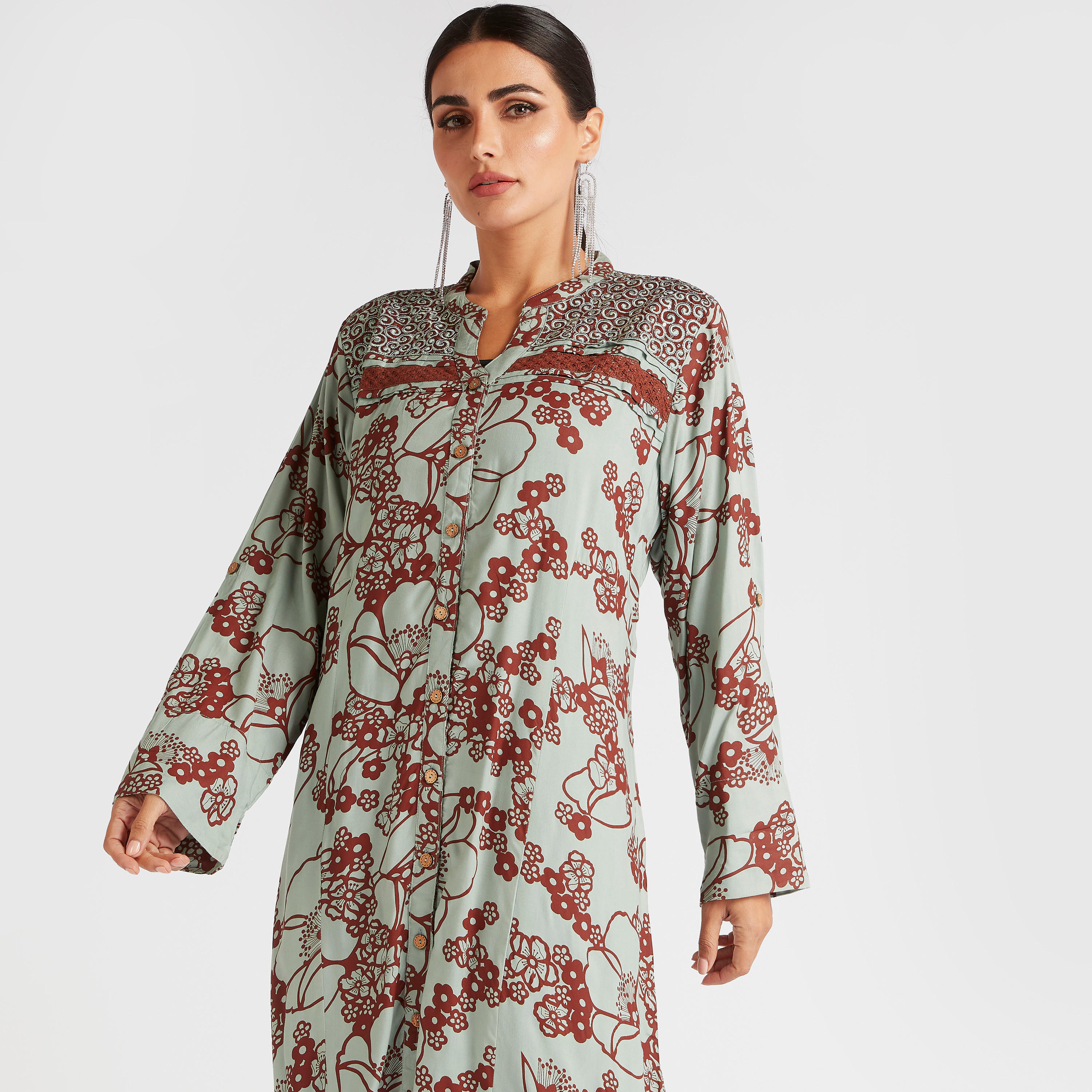 جلابية مطرزة بالزهور وطبعات أزهار-women-arabicclothing-abayas-image-5