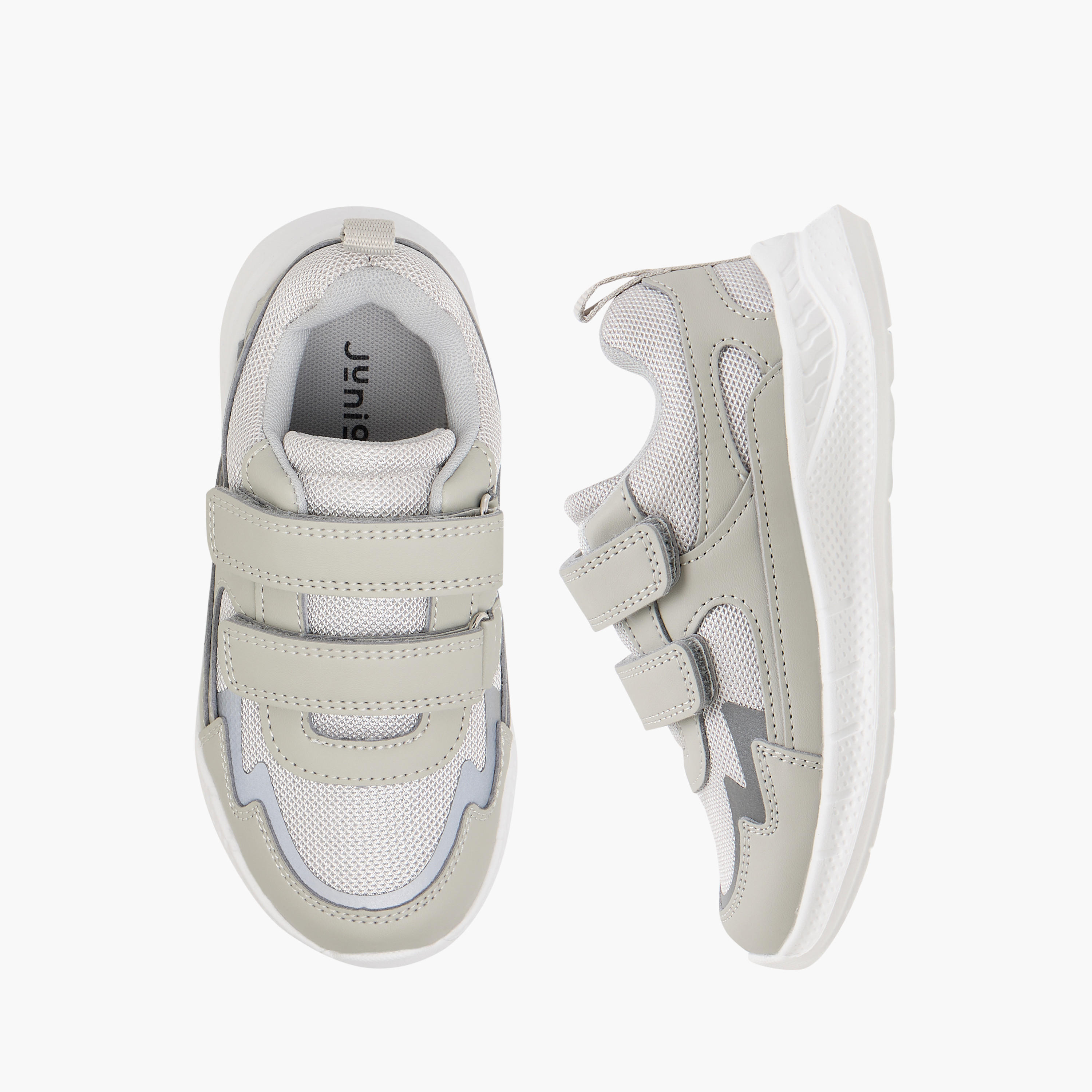 Juniors Panelled Sneakers with Hook and Loop Closure-boys-shoes-sneakers-image-1