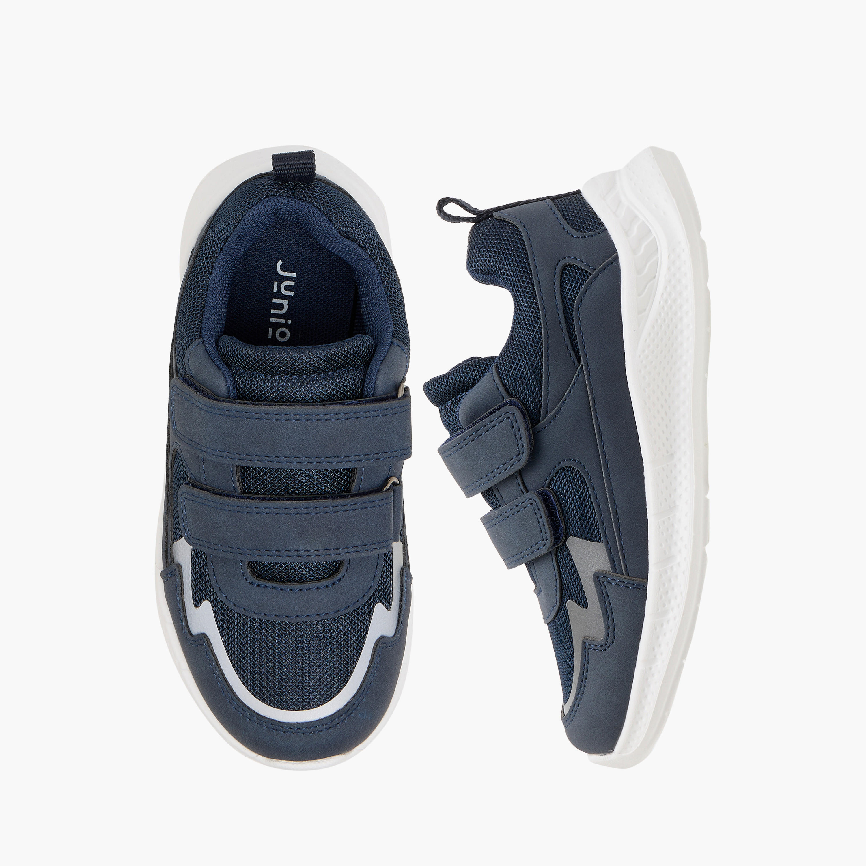 Juniors Panelled Sneakers with Hook and Loop Closure-boys-shoes-sneakers-image-1