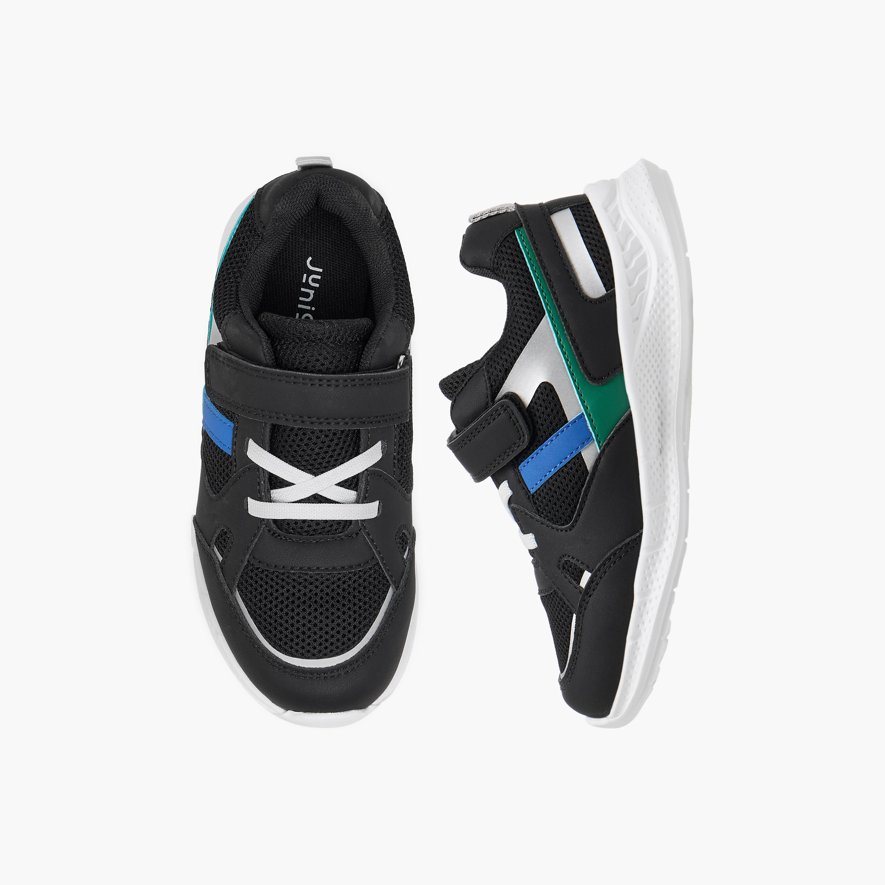Juniors Panelled Sneakers with Hook and Loop Closure-boys-shoes-sneakers-image-1