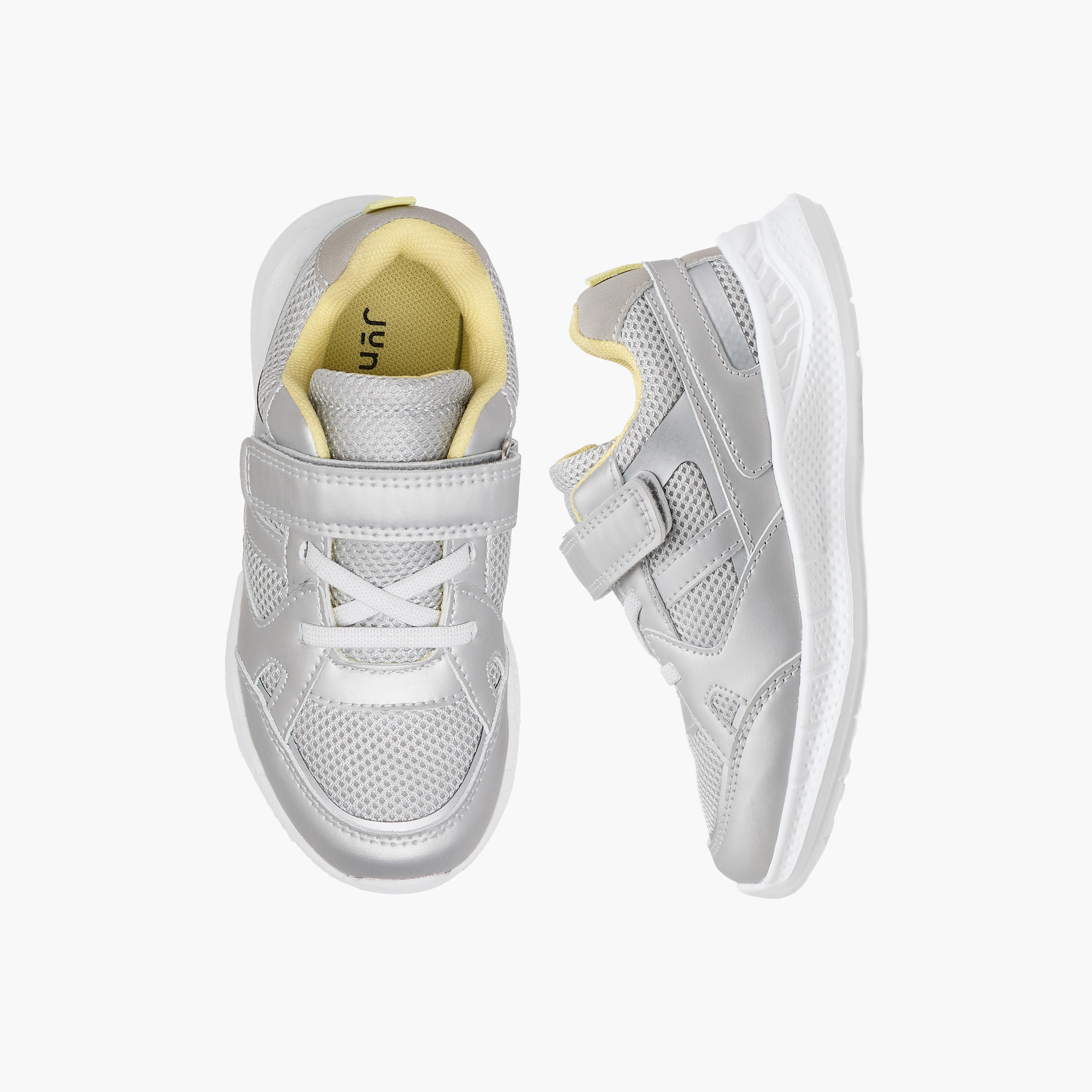Juniors Panelled Sneakers with Hook and Loop Closure-boys-shoes-sneakers-image-1