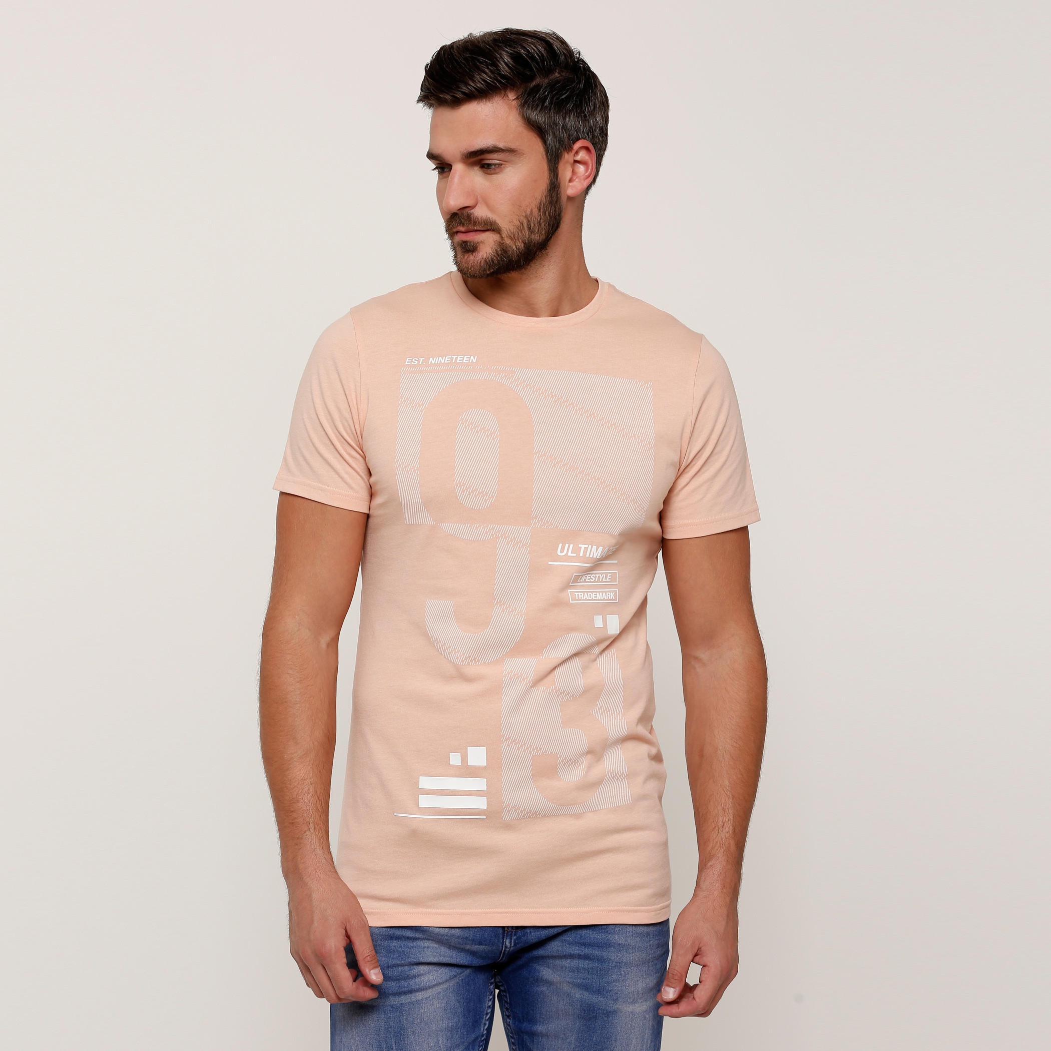 Round Neck Printed T-Shirt with Short Sleeves-men-clothing-tshirtsandpolos-tshirts-image-1