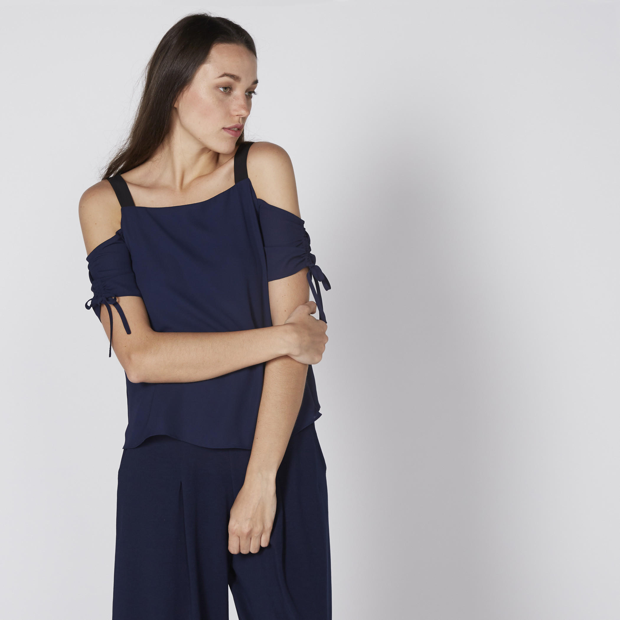 Cold Shoulder Top with Ruching Detail-women-clothing-shirtsandblouses-blouses-image-1