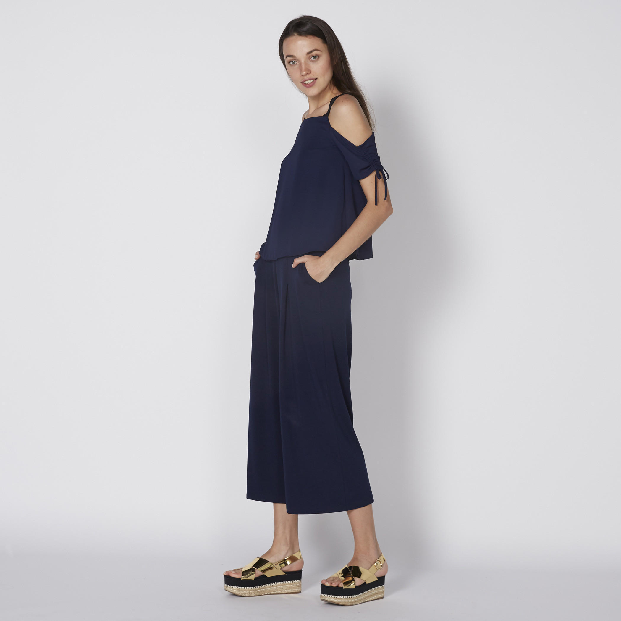 Cold Shoulder Top with Ruching Detail-women-clothing-shirtsandblouses-blouses-image-2