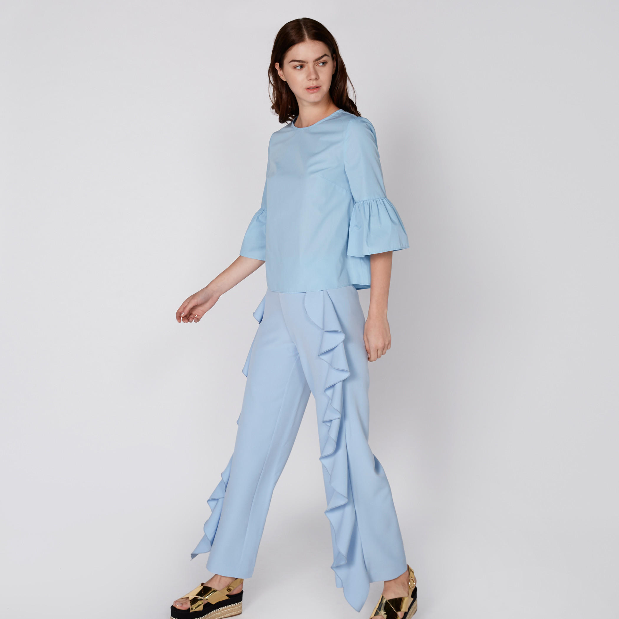 بلوزة بياقة مستديرة وأكمام 3/4-women-clothing-shirtsandblouses-blouses-image-2