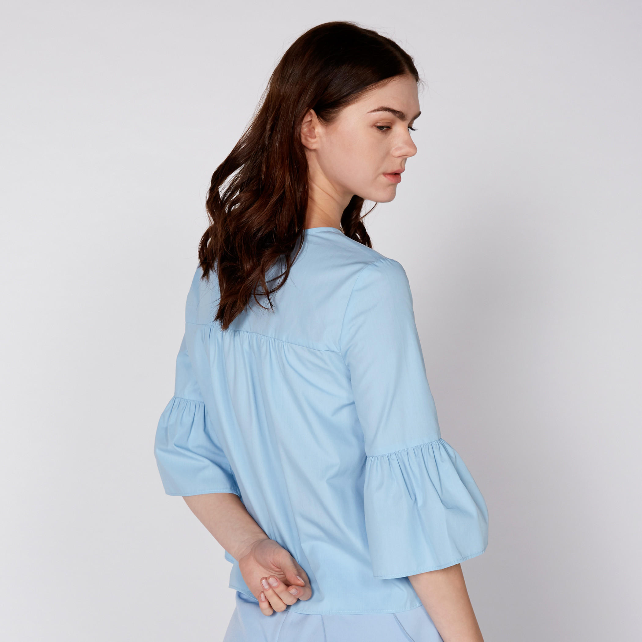 بلوزة بياقة مستديرة وأكمام 3/4-women-clothing-shirtsandblouses-blouses-image-4