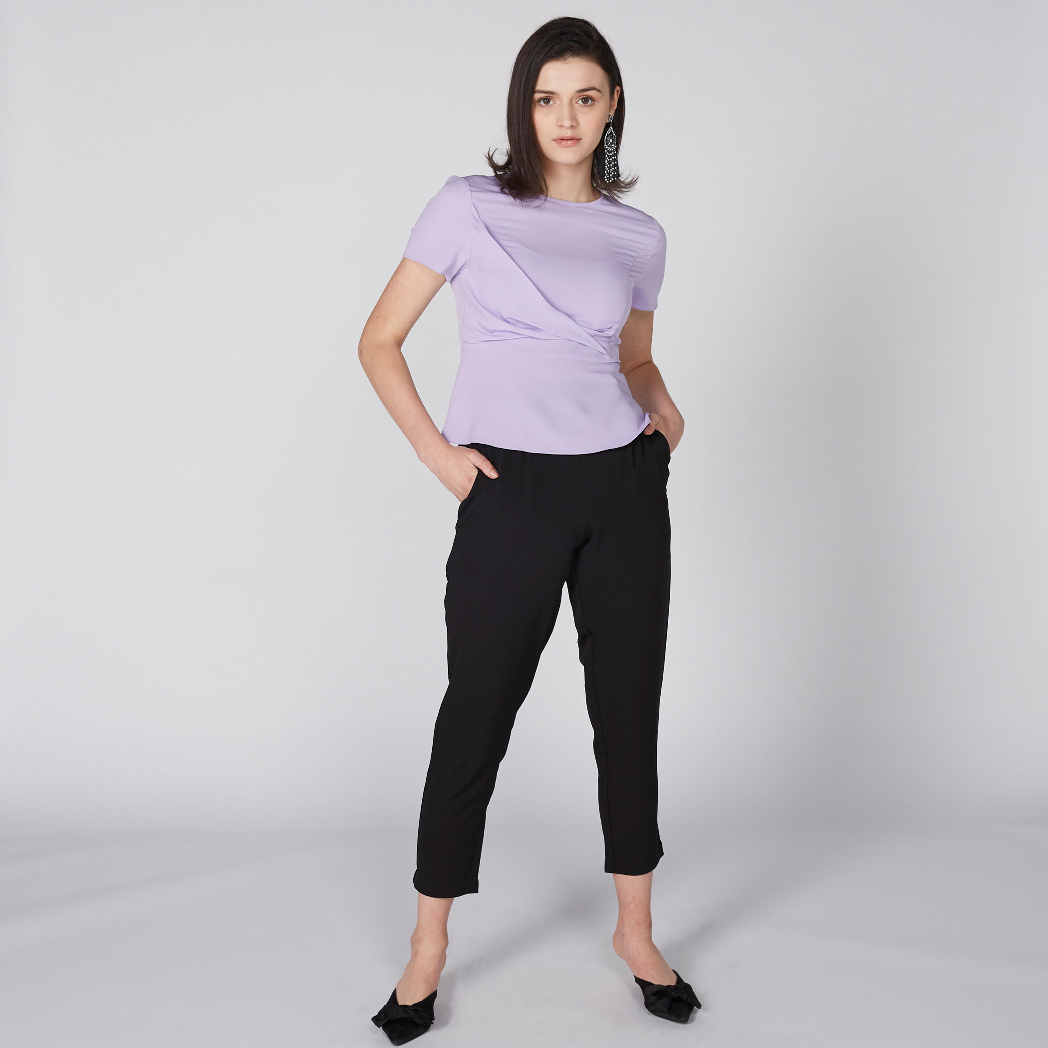 Layered Top with Round Neck and Short Sleeves-women-clothing-shirtsandblouses-blouses-image-1