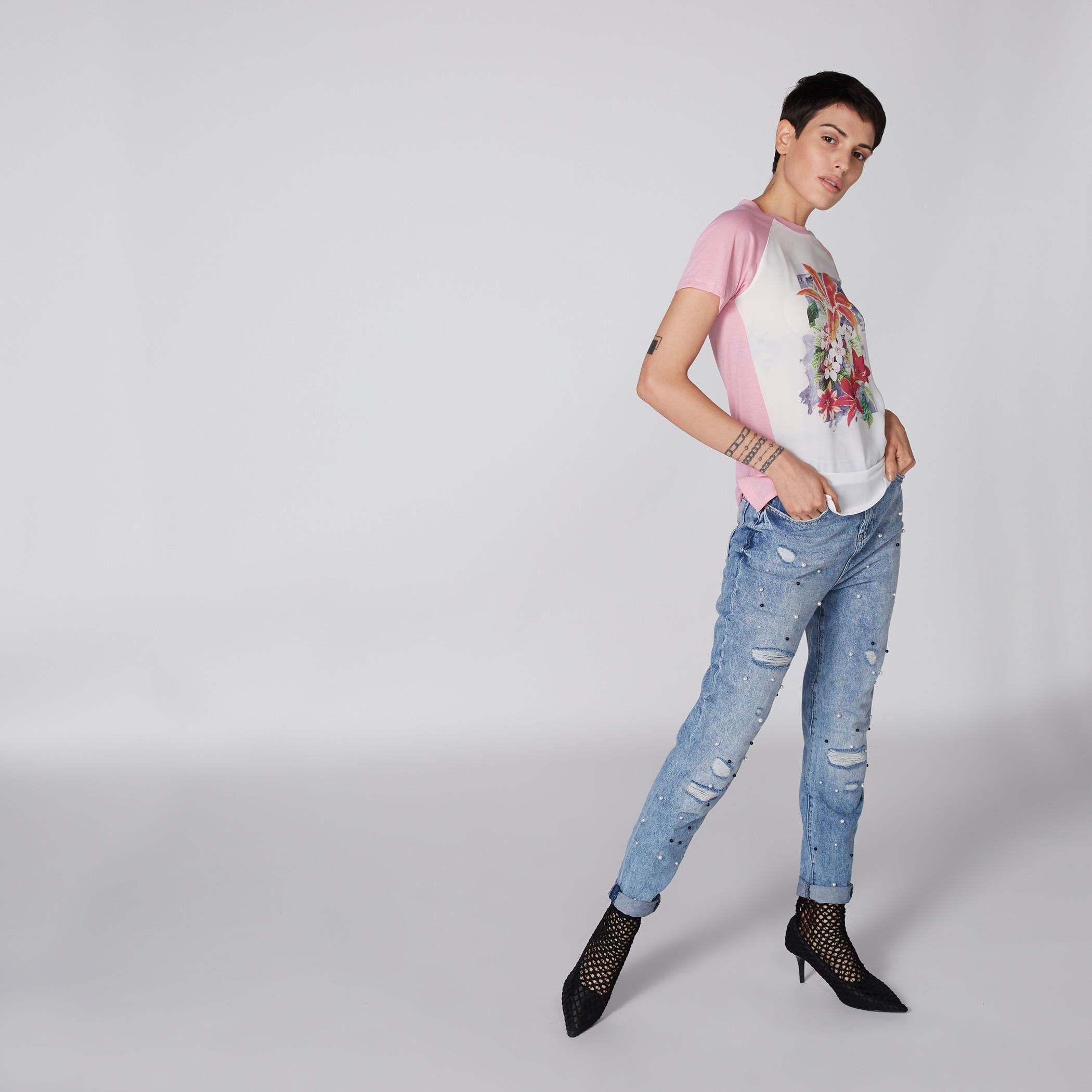 Printed T-Shirt with Round Neck and Short Sleeves-women-clothing-tshirts-image-3
