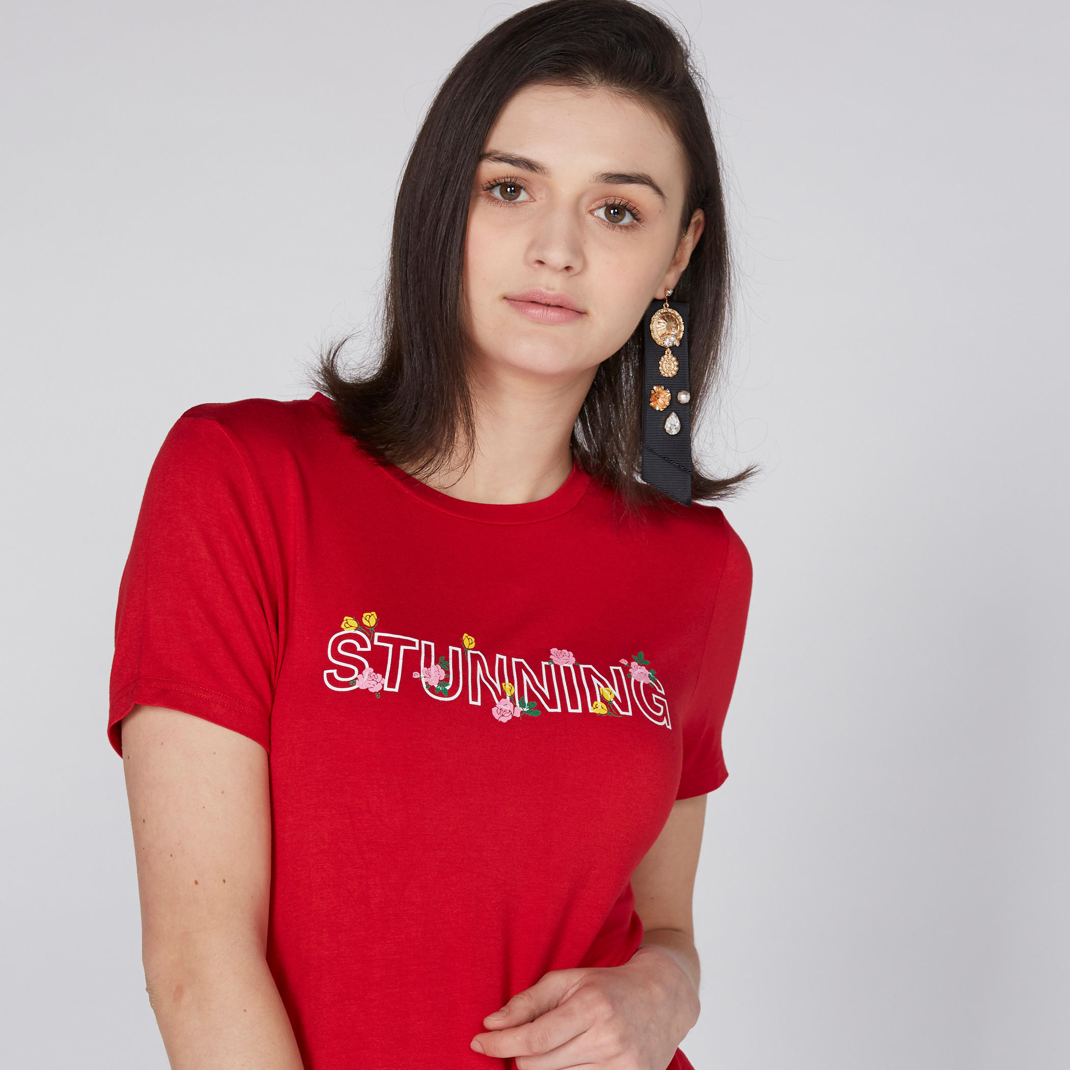 تيشيرت طويل بياقة مستديرة وأكمام قصيرة وطبعات-women-clothing-shirtsandblouses-shirts-image-1