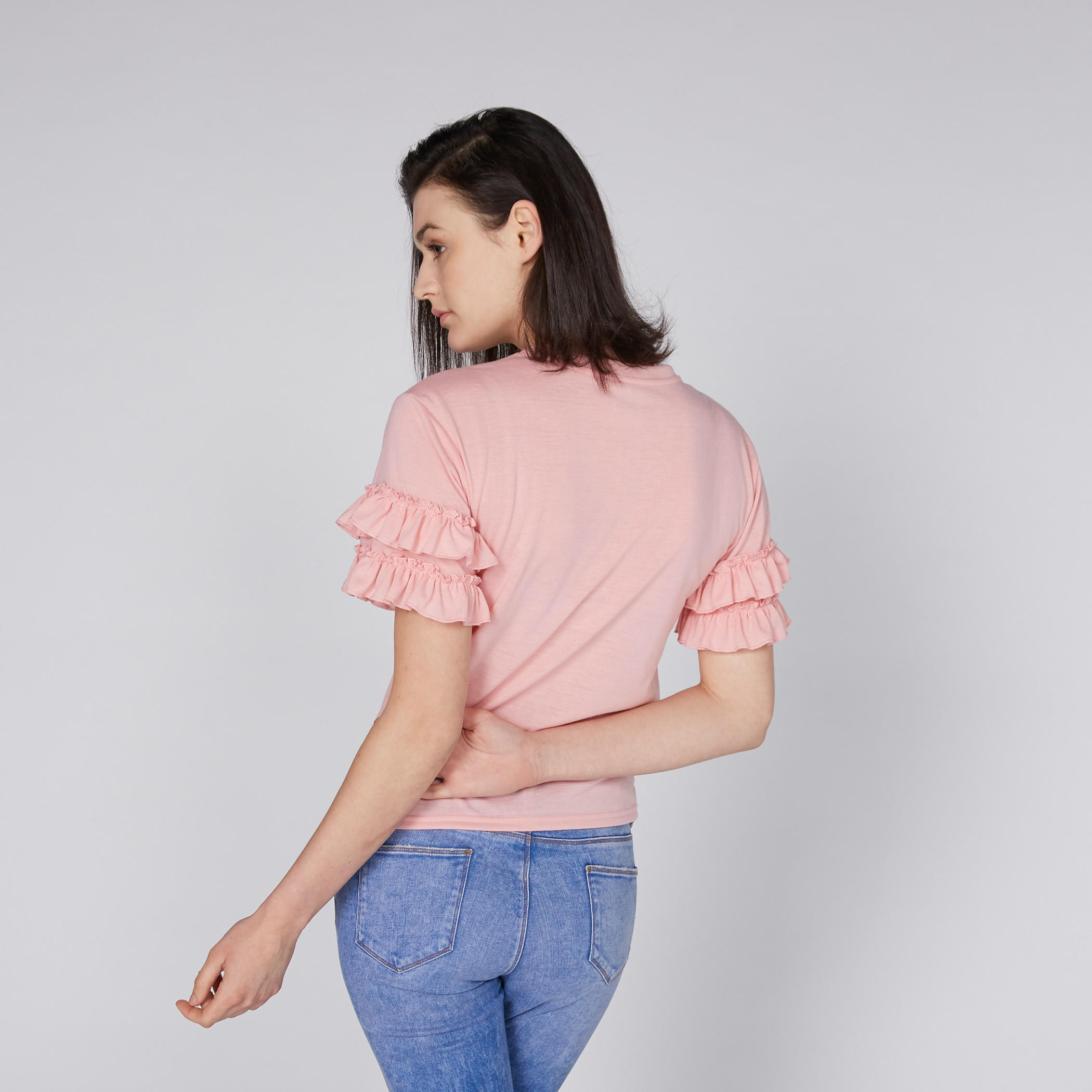 Knit Round Neck Top with Layered Ruffles on Sleeves-women-clothing-shirtsandblouses-blouses-image-4