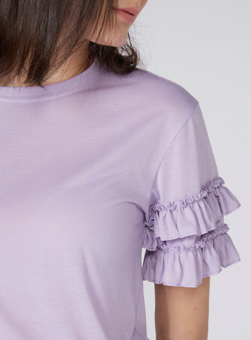 بلوزة محبوكة بياقة مستديرة وأكمام كشكش متعددة الطبقات-women-clothing-shirtsandblouses-blouses-image-2