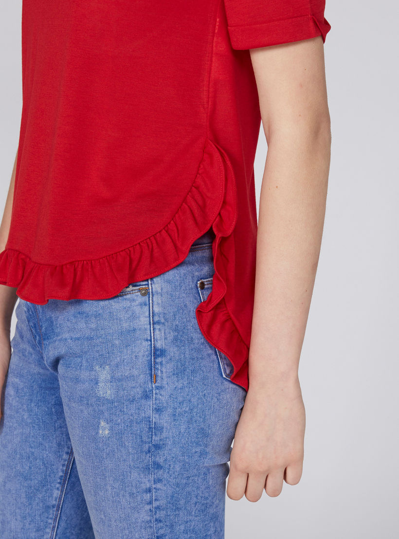 بلوزة محبوكة بياقة مستديرة وحوّاف غير مستوية وتقليمات كشكش-women-clothing-shirtsandblouses-blouses-image-3