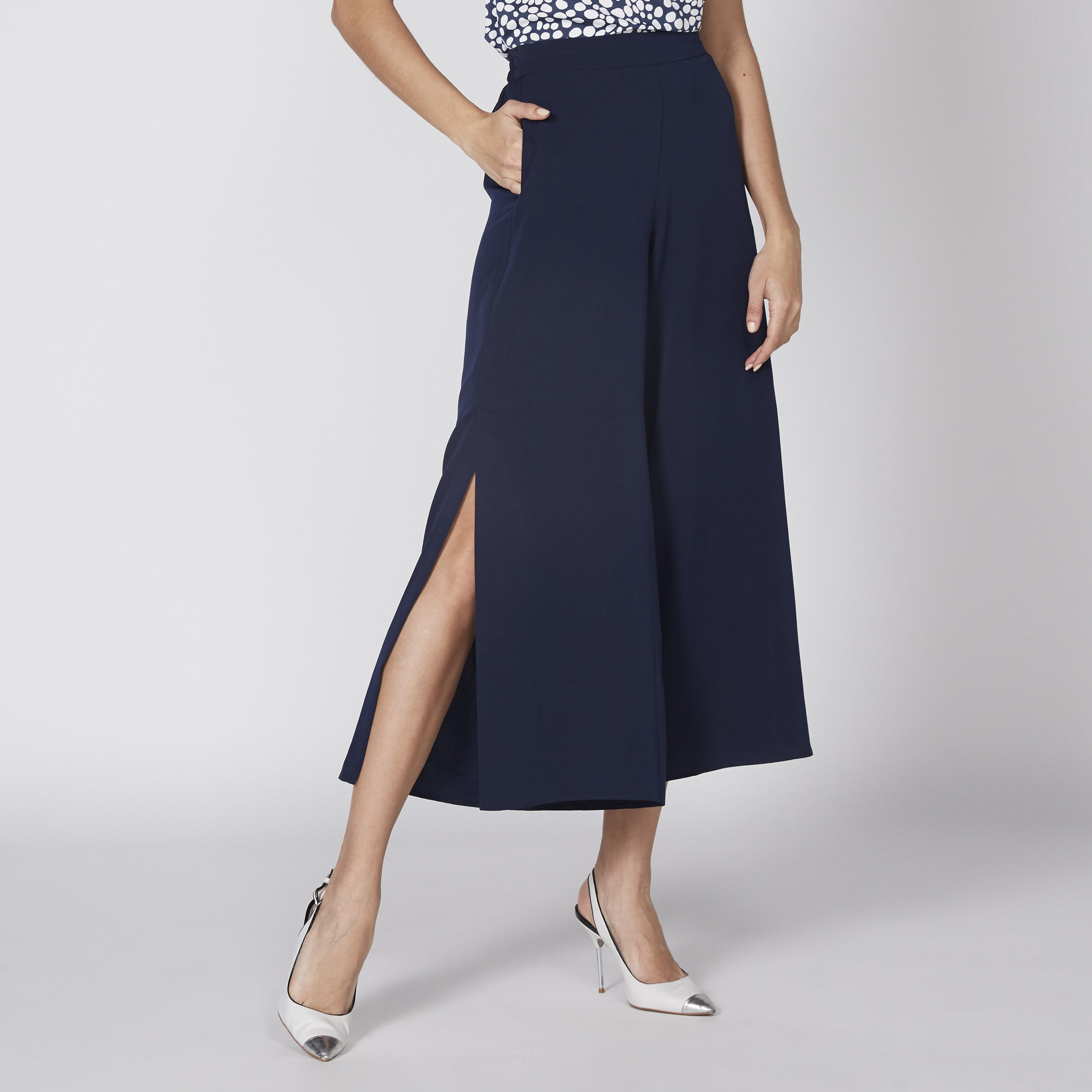 Pocket Detail Culottes with Elasticised Waistband and Slit-women-clothing-bottoms-trousers-image-1
