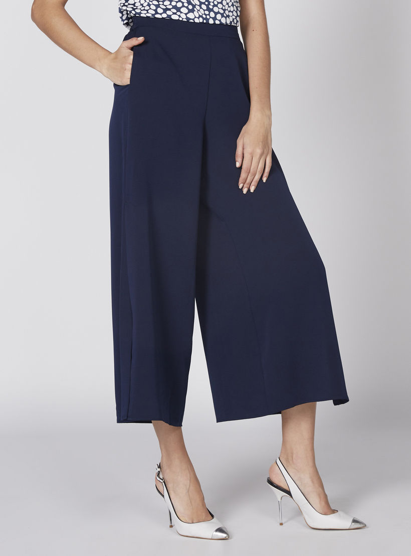 Pocket Detail Culottes with Elasticised Waistband and Slit-women-clothing-bottoms-trousers-image-3