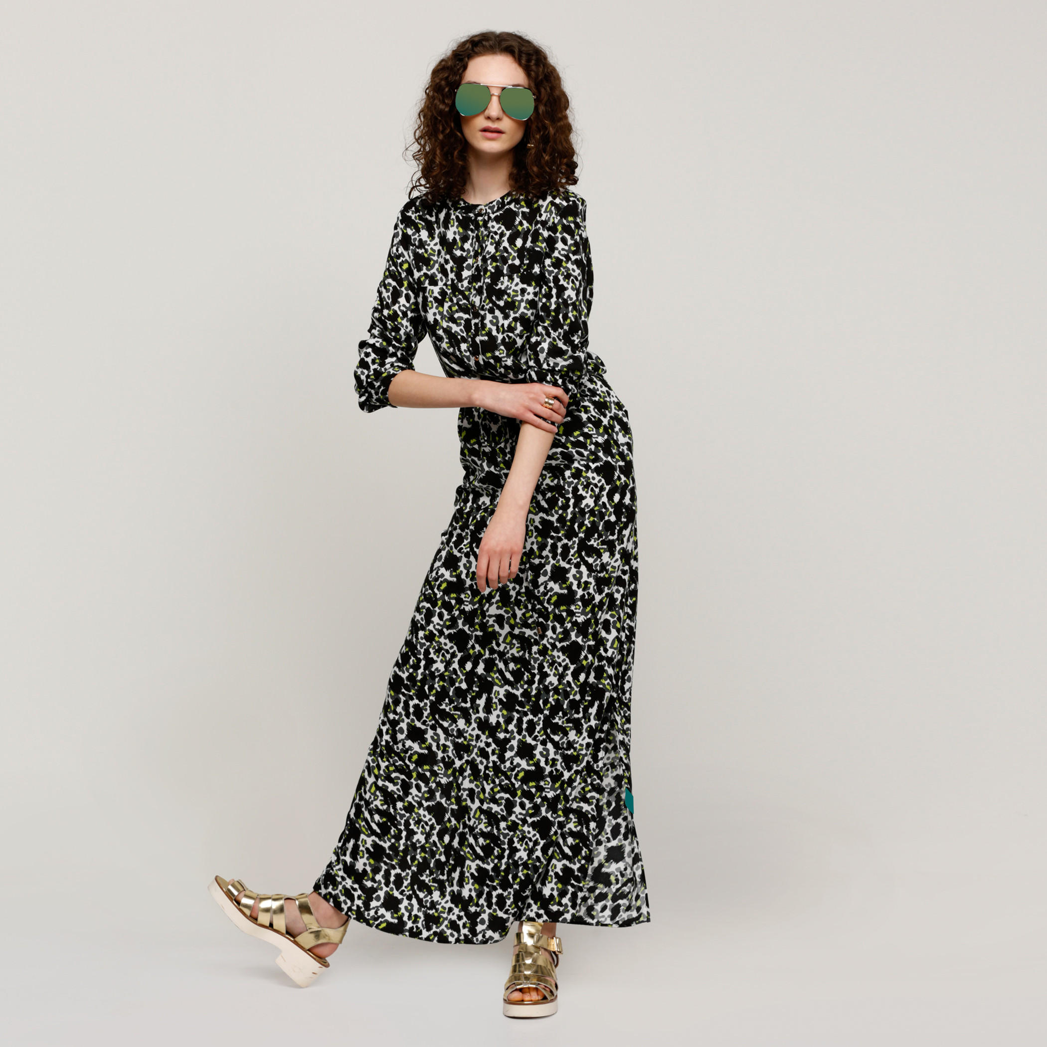 فستان طويل بأكمام طويلة وفتحة جانبية مع طبعات-women-clothing-dresses-image-1