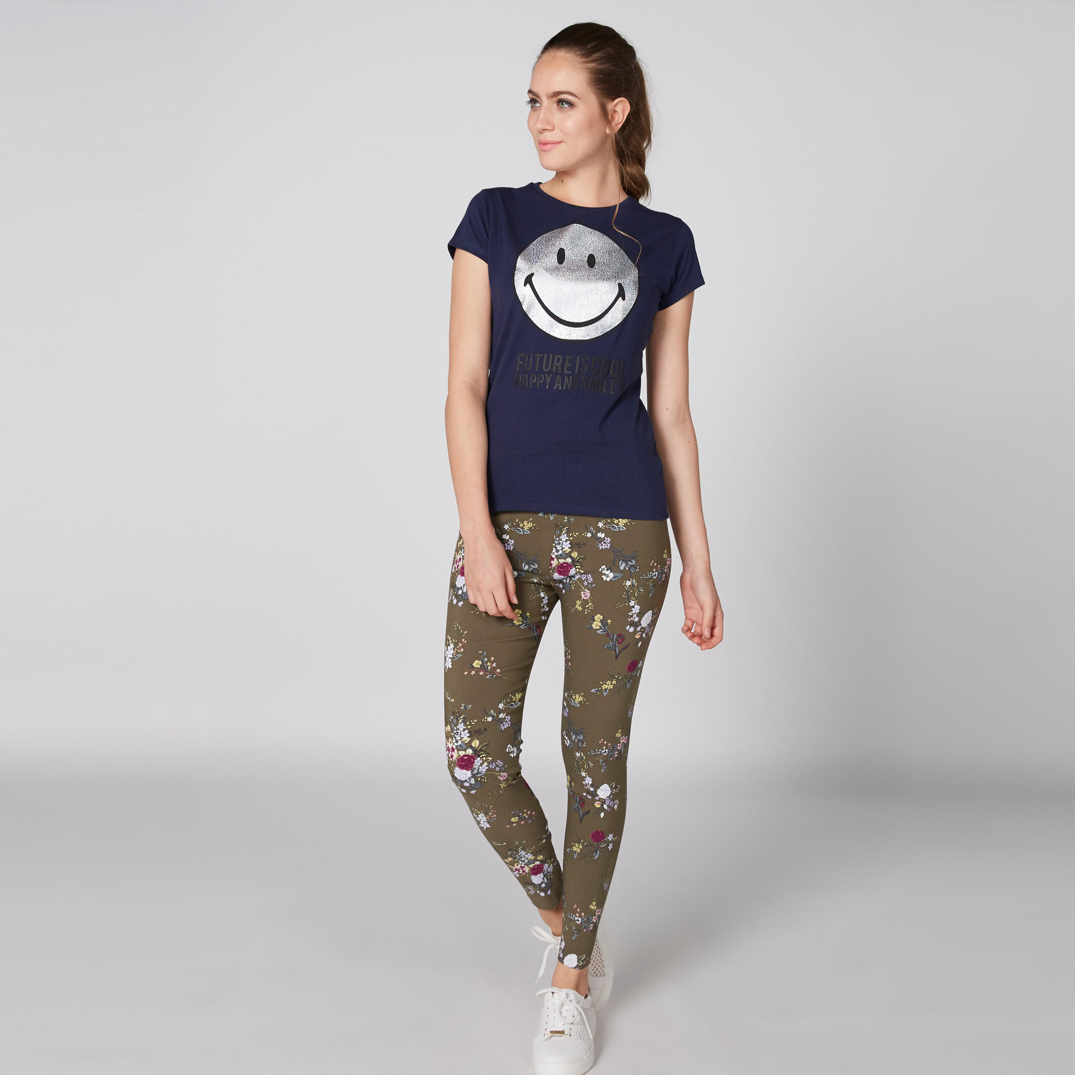 بنطال بقصّة ضيّقة وخصر مطّاطي وطبعات أزهار-women-clothing-bottoms-leggings-image-1